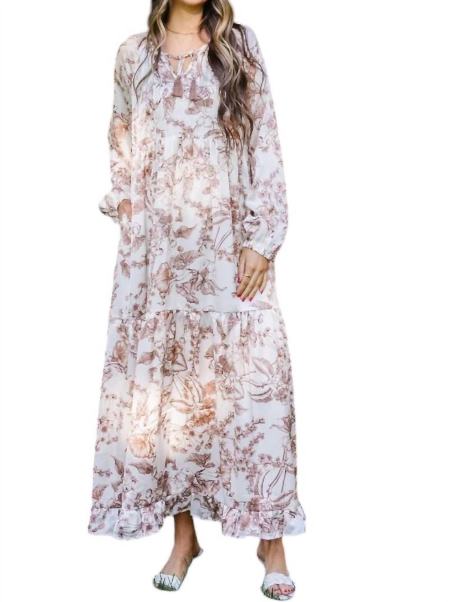 Happy Harvest Copper Floral Maxi Dress - Elegant Boho Summer Dress for Women, Perfect for Beach Vacations, Weddings & Outdoor Parties
