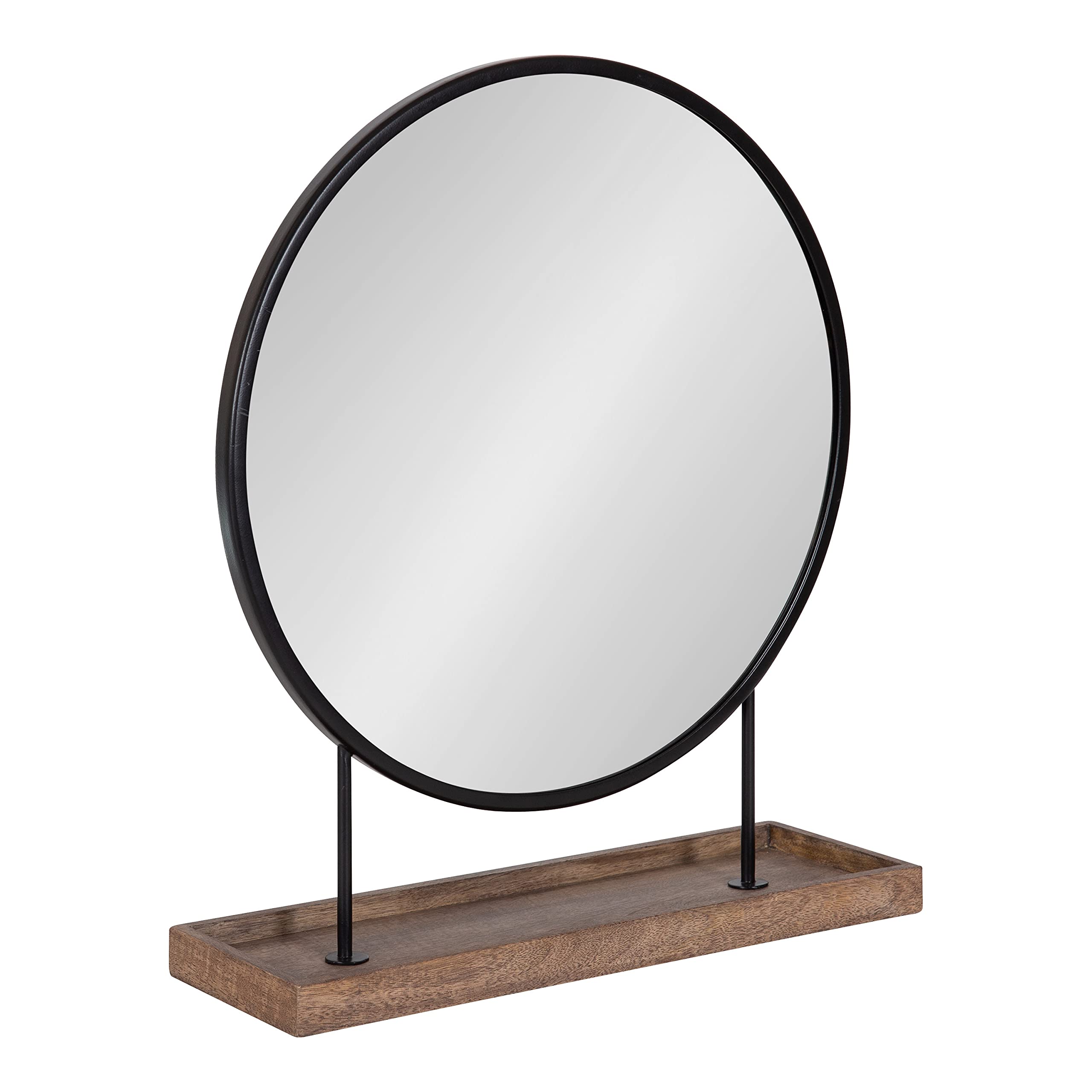 Kate and Laurel Maxfield Modern Tabletop Mirror 18x22 Inches - Rustic Brown & Black Decorative Accent Mirror with Sturdy Metal Base - Perfect for Bedroom Vanity, Entryway Decor & Bathroom Wall
