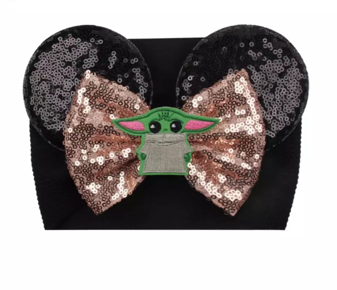 Disney Minnie Mouse Baby Ears Headband for Toddlers & Infants - Soft Baby Yoda Themed Headband for Disney Parks, Birthday Parties & Photo Shoots