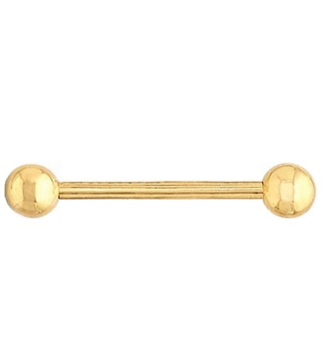 14K Solid Gold Industrial Barbell Piercing - Hypoallergenic Body Jewelry for Men & Women - Perfect Wedding Guest Gift, Anniversary Present, or Unique Gift for Her/Him - Ideal for Cartilage, Nose, and Ear Piercings