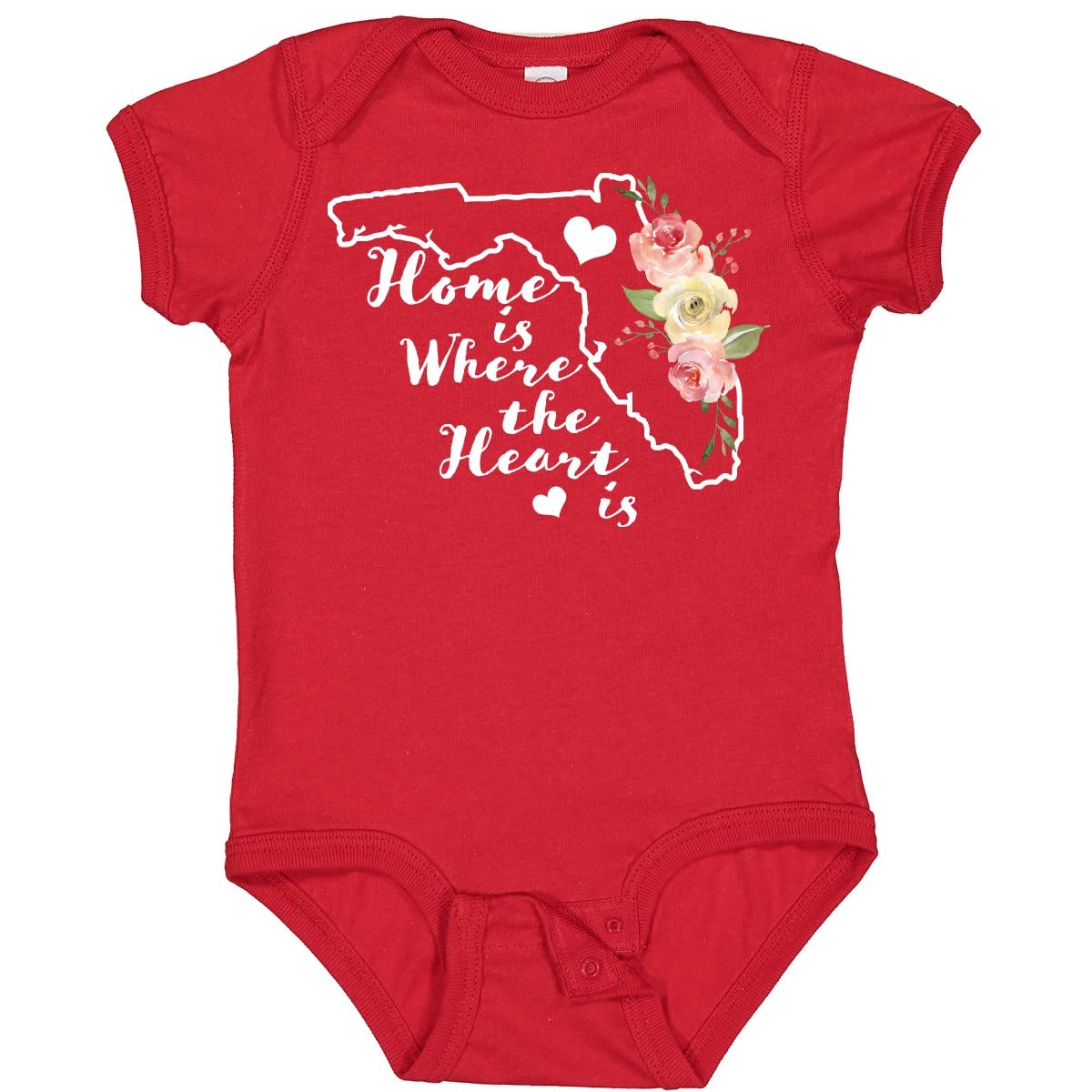Inktastic Florida Home Is Where the Heart Is Watercolor Baby Bodysuit - Soft Cotton Onesie for Newborns & Infants - Perfect for Family Photos, Holidays & Everyday Wear