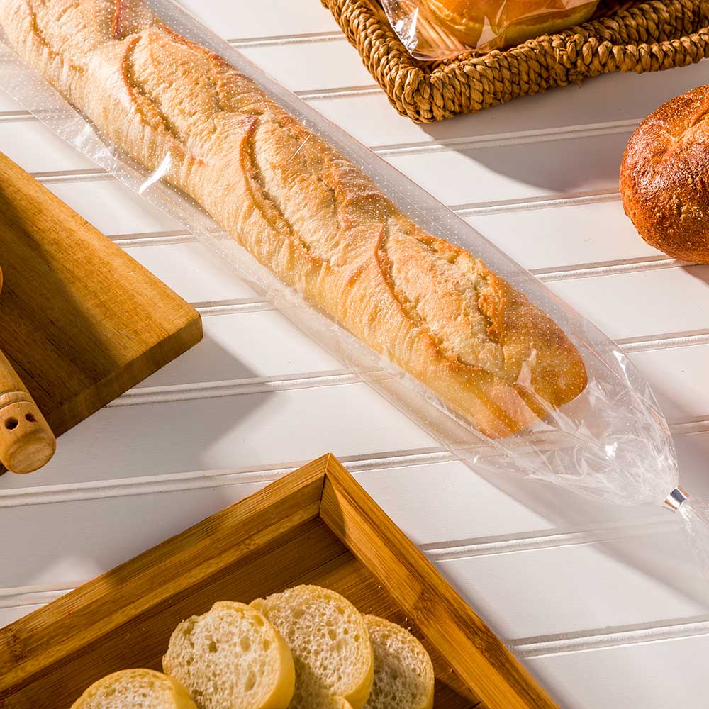 Clear Plastic Bread Bags with Micro Perforations & Wicket Dispenser - 28x6 Inches, 250 Count Box - Perfect for Bakeries, Delis & Food Storage