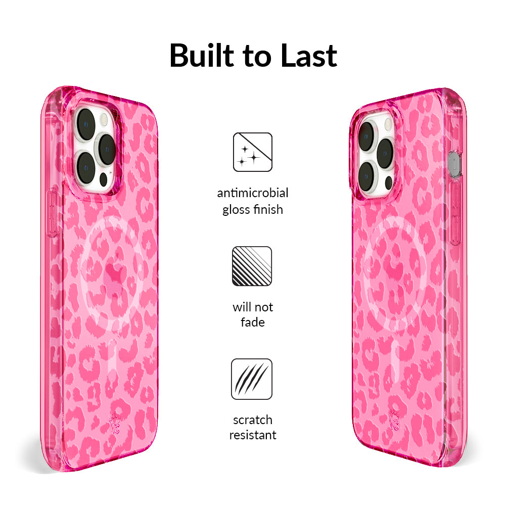 Cute Candy Pink Leopard Print iPhone Case - Trendy Protective Cover for iPhone 13/14/15 Pro Max - Perfect for Girls, Teens & Fashion Lovers (School, Work, Travel Accessory)