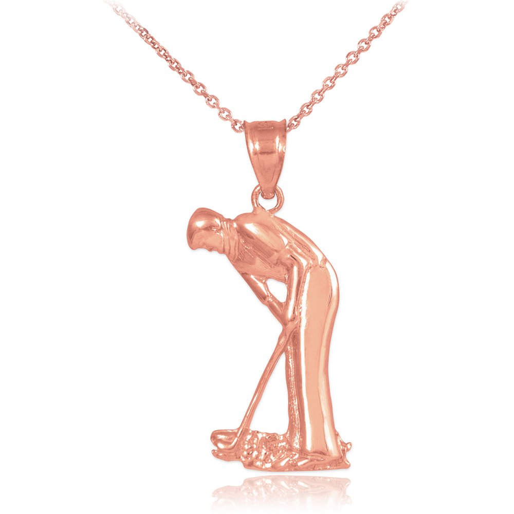 14K Rose Gold Golf Putter Charm Pendant Necklace for Women & Men - Perfect Gift for Golf Lovers, Sports Jewelry for Everyday Wear & Special Occasions