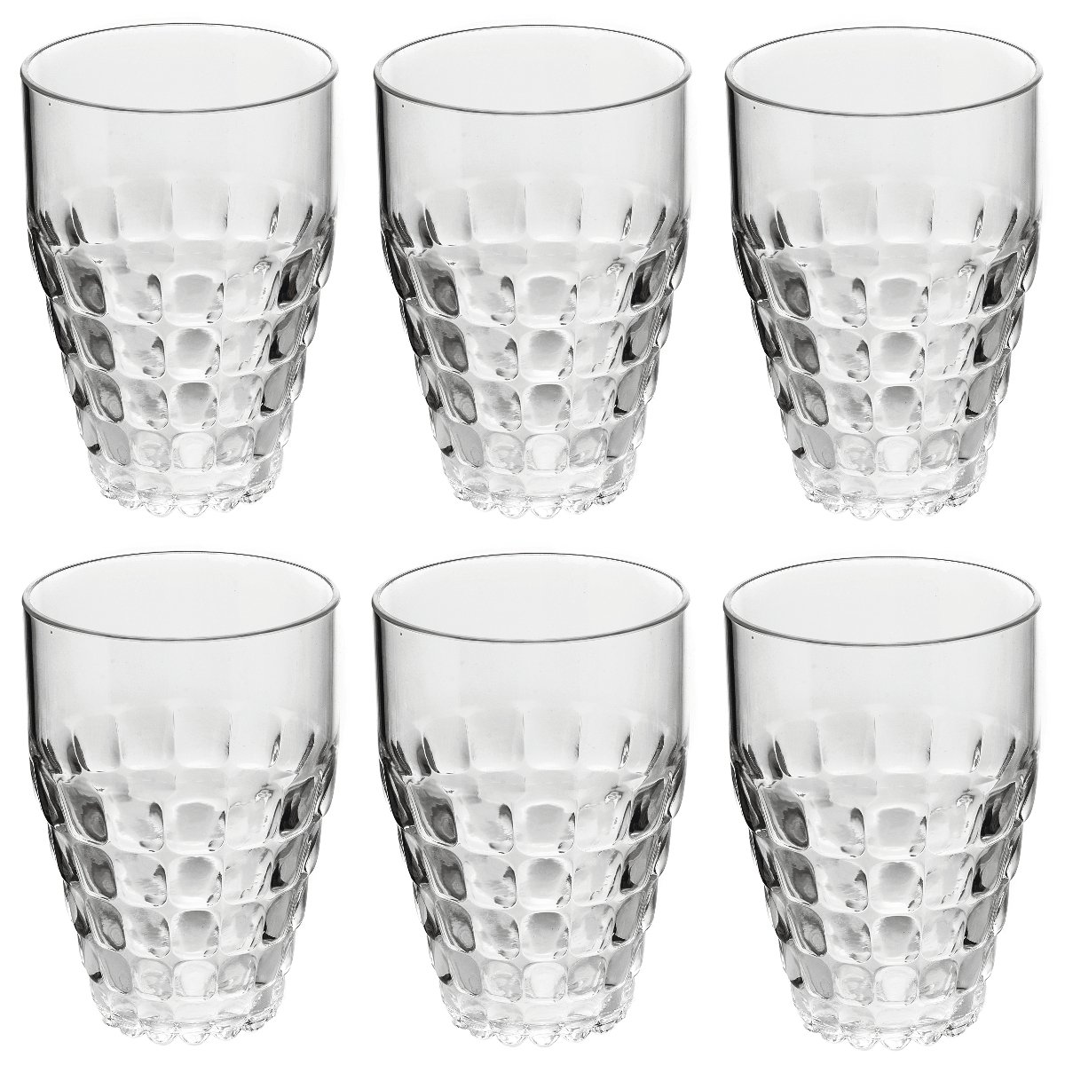 Guzzini Tiffany Style 17.2oz Tall Clear Glass Tumblers - Set of 6 Drinking Cups for Iced Coffee, Cocktails & Home Bar Decor
