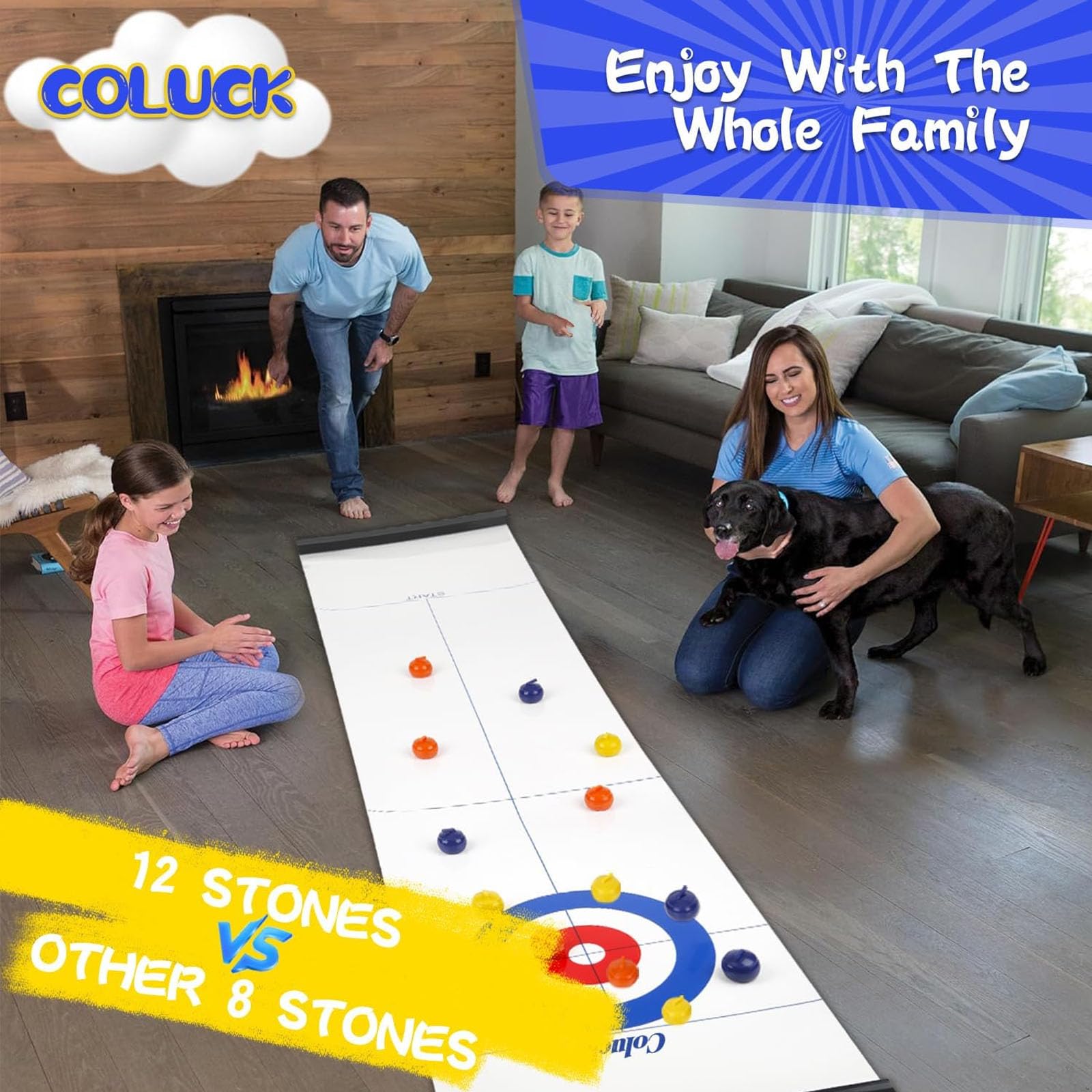 Portable Mini Tabletop Curling Game Set with 16 Rollers - Fun Indoor & Travel Board Game for Adults, Kids & Family - Perfect for Parties, Office Breaks & Family Game Nights