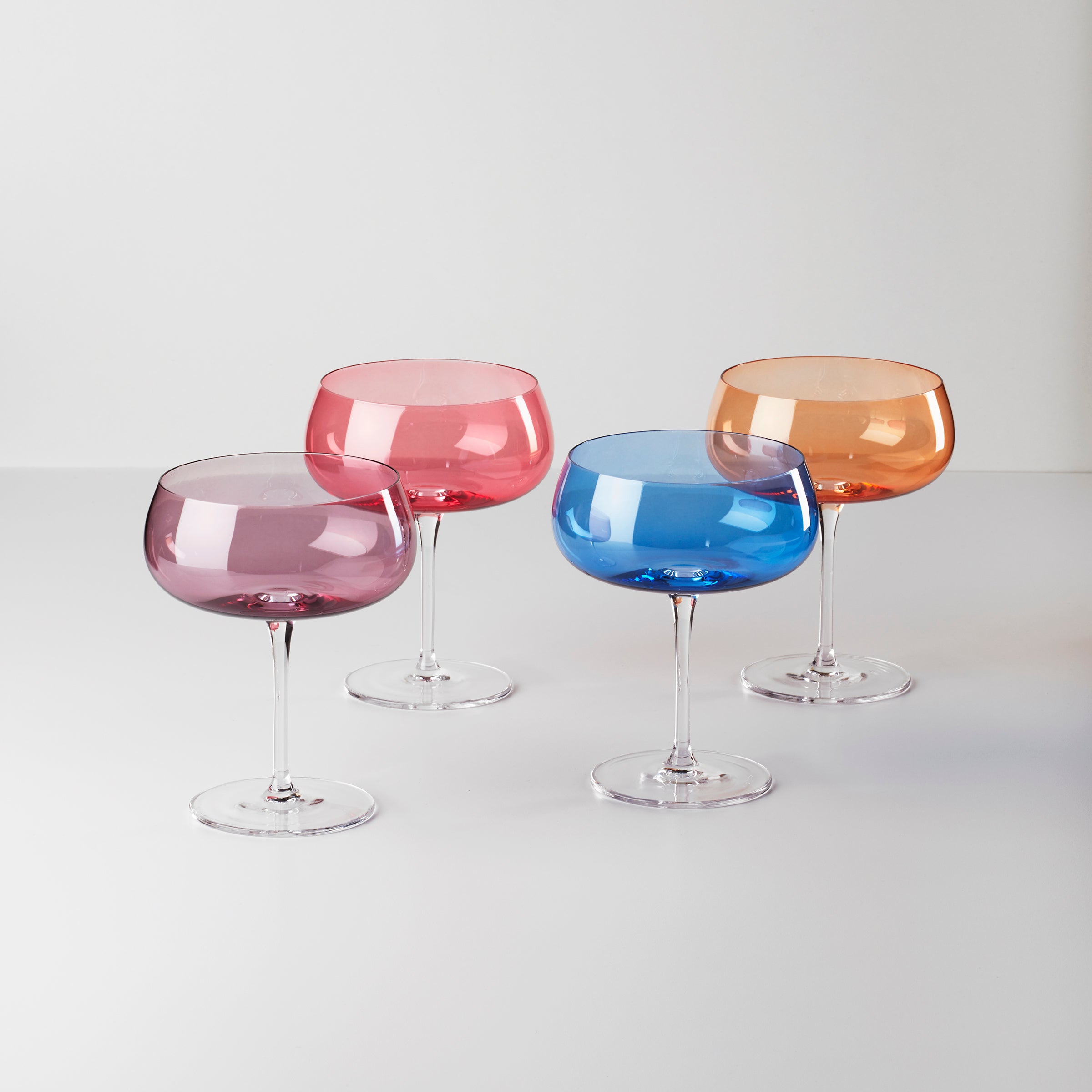 True Colors Cocktail Glasses Set of 4 - Vibrant Colored Stemware for Margaritas, Martinis & Party Drinks - Perfect for Home Bars, Wedding Receptions & Cocktail Parties