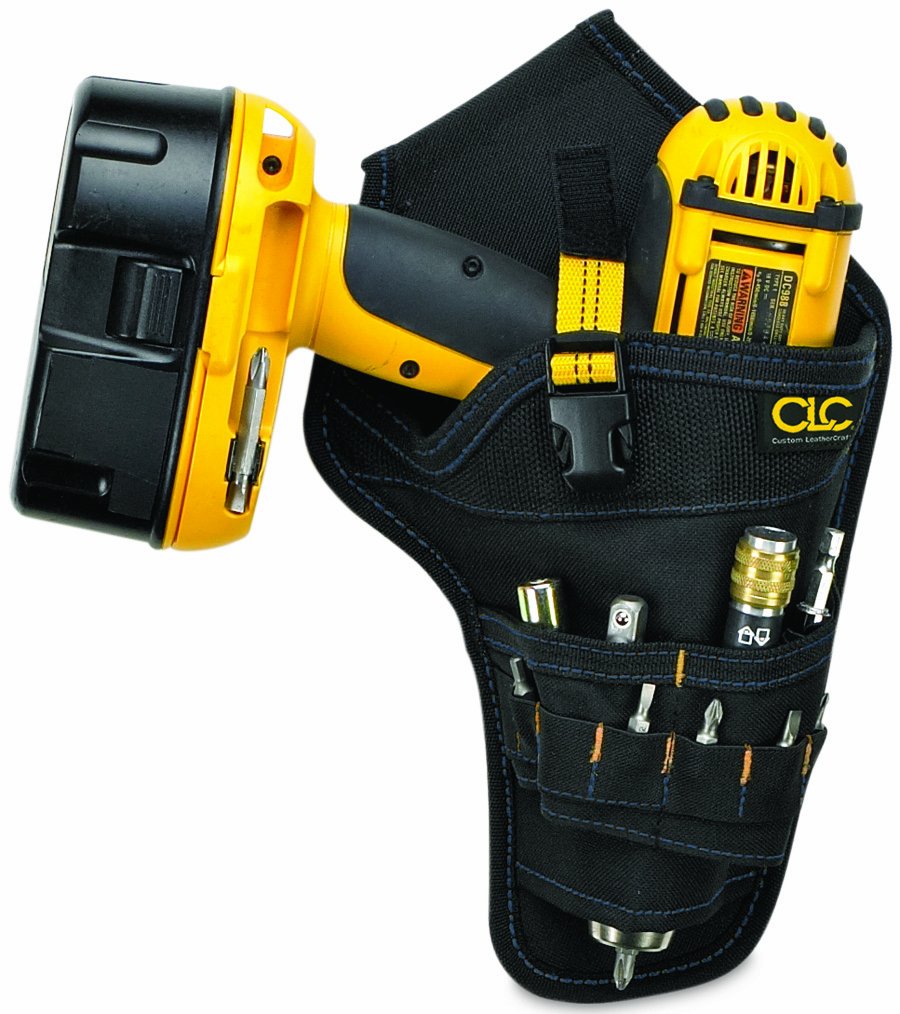 CLC Custom Leathercraft 5023 Deluxe Cordless Poly Drill Holster - Black | Heavy Duty Tool Belt Holder for Power Drills | Perfect for Construction, Woodworking & DIY Projects
