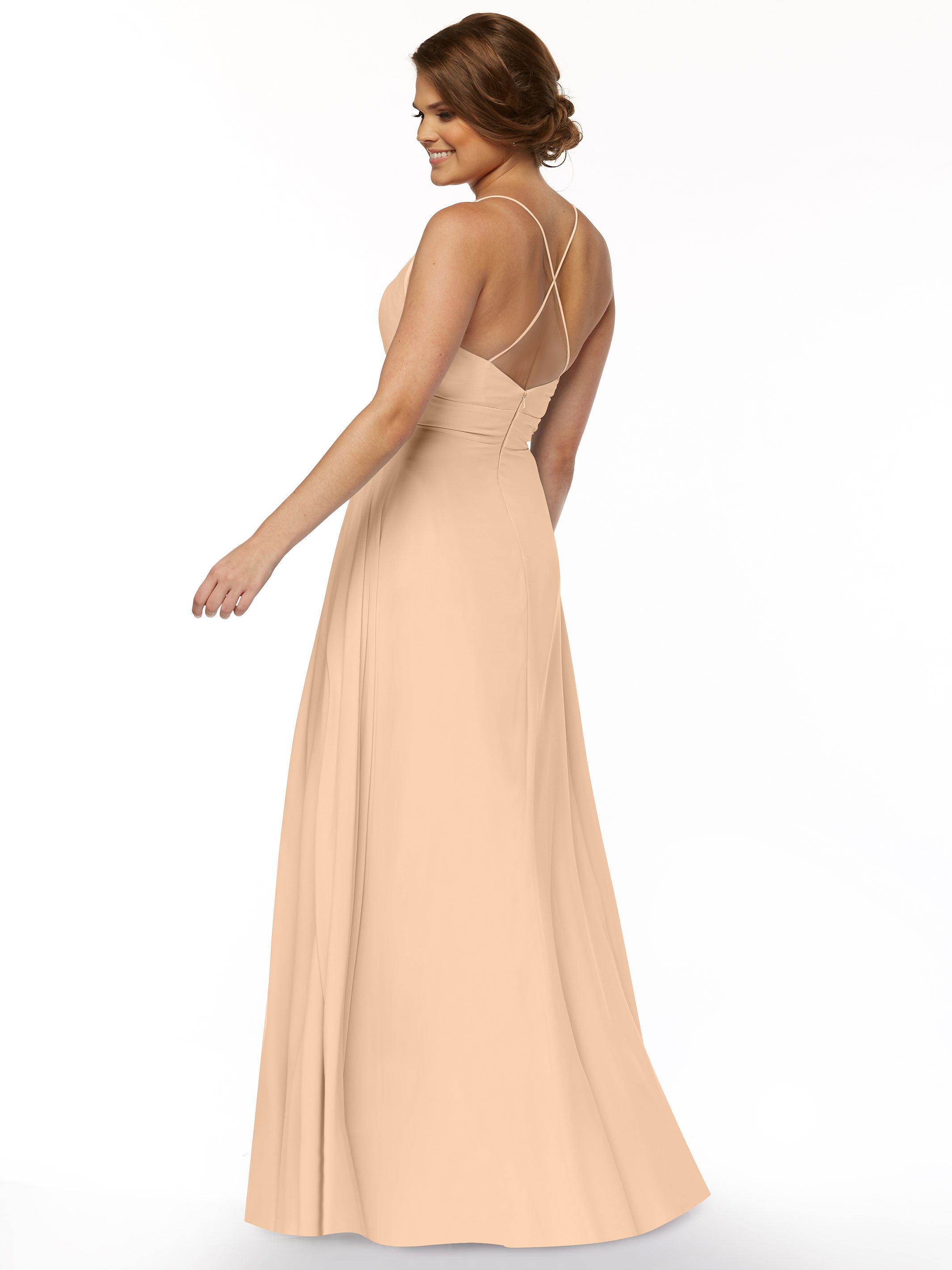 Elegant 83027 Stretch Chiffon A-Line Bridesmaid Dress with Pleats - Perfect for Weddings, Formal Events & Special Occasions