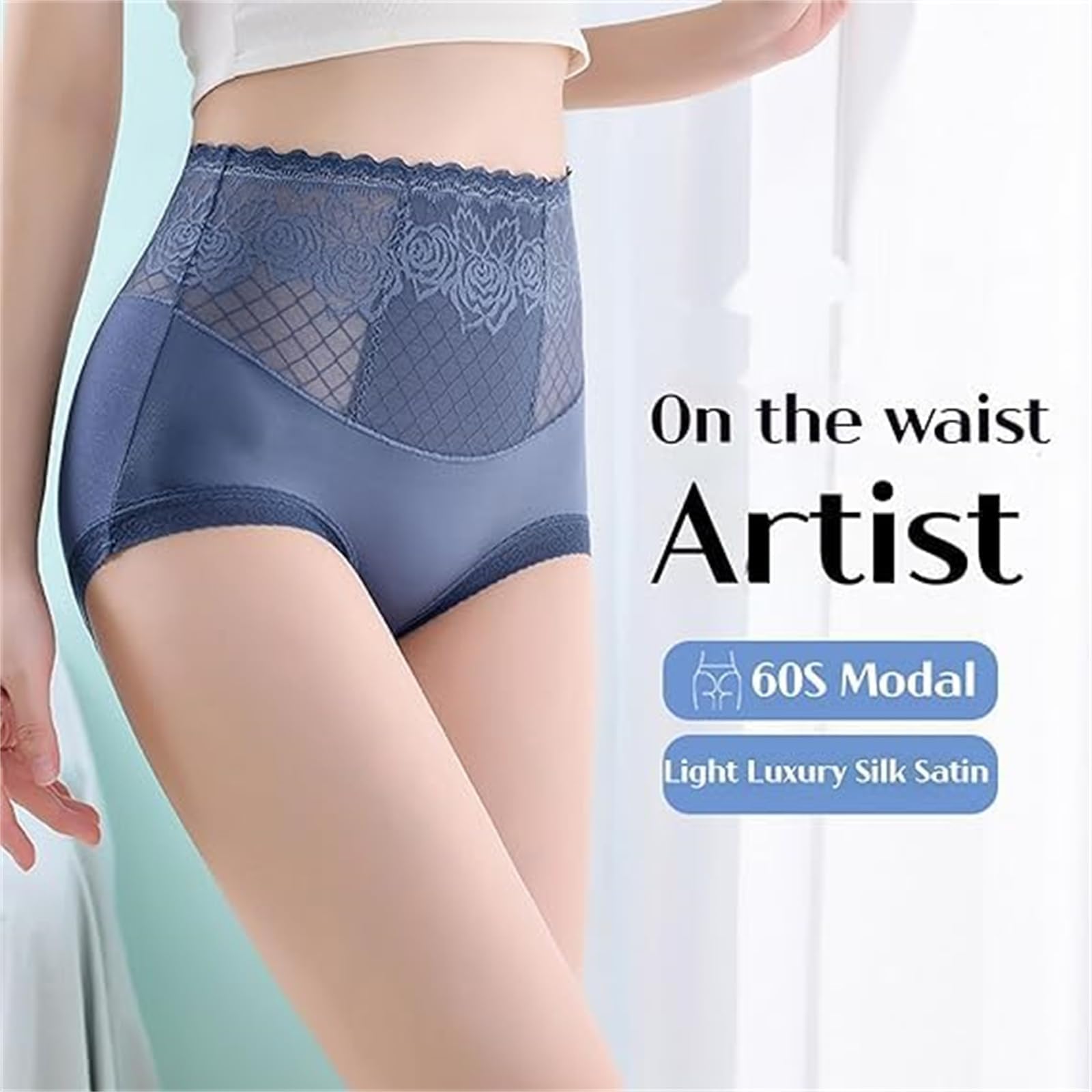 4/6PCS Lacyfit Silky Comfort High Waist Hip Lift Panties - Tummy Control Lace Cotton Women's Breathable Underwear for Everyday Wear & Special Occasions