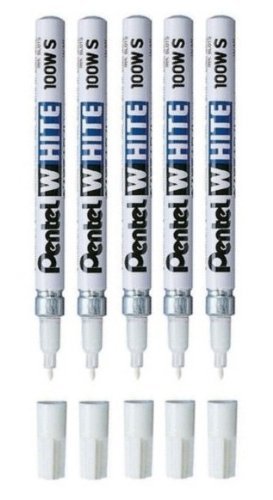 Fine Point White Permanent Markers - 5 Pack of Long-Lasting Ink Pens for Office, School & Art Projects