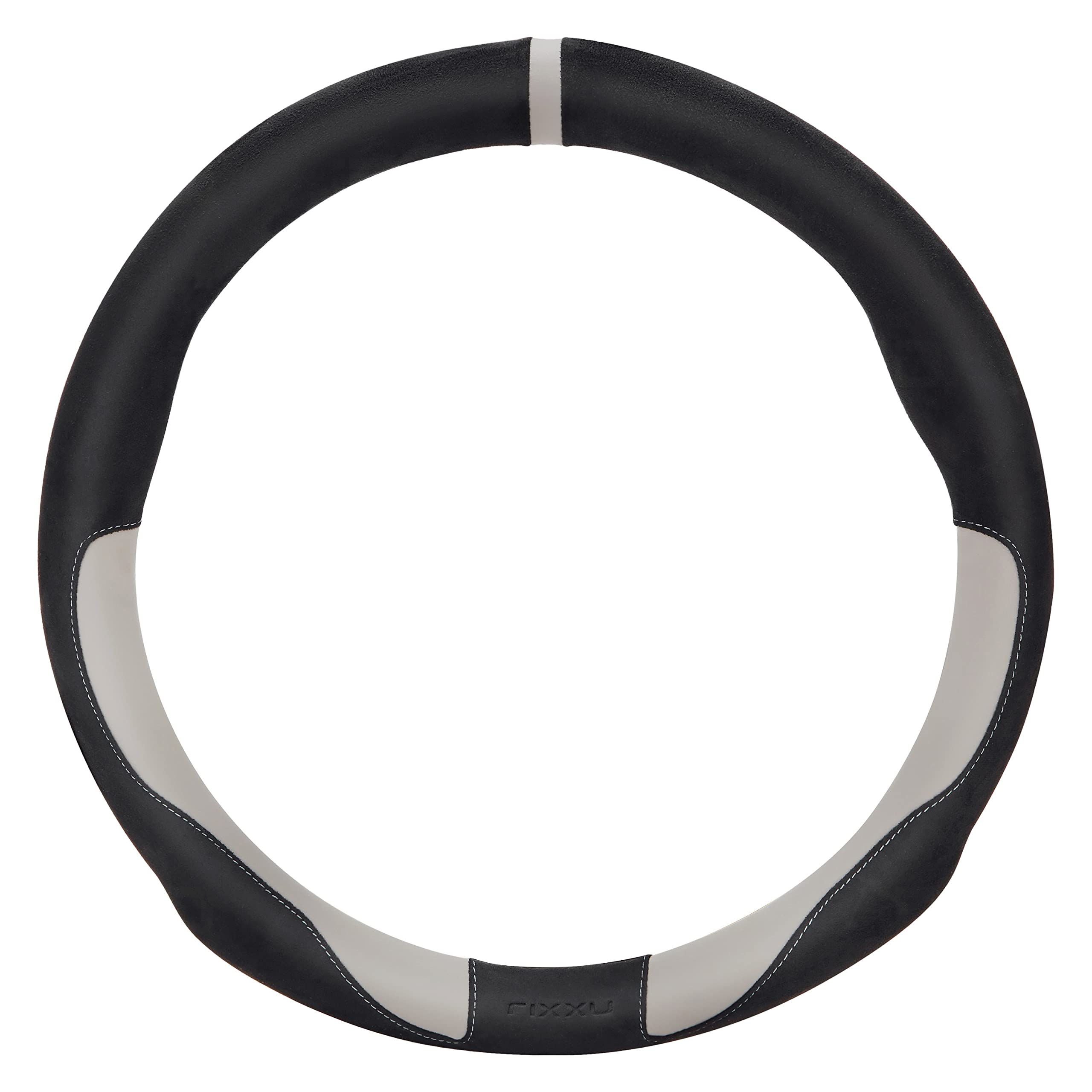 Rixxu SWC-BKGY-SIX SIX-SE Series Black/Gray Steering Wheel Cover - Universal Fit, Non-Slip Grip, Comfortable Driving Accessory for Cars, Trucks & SUVs