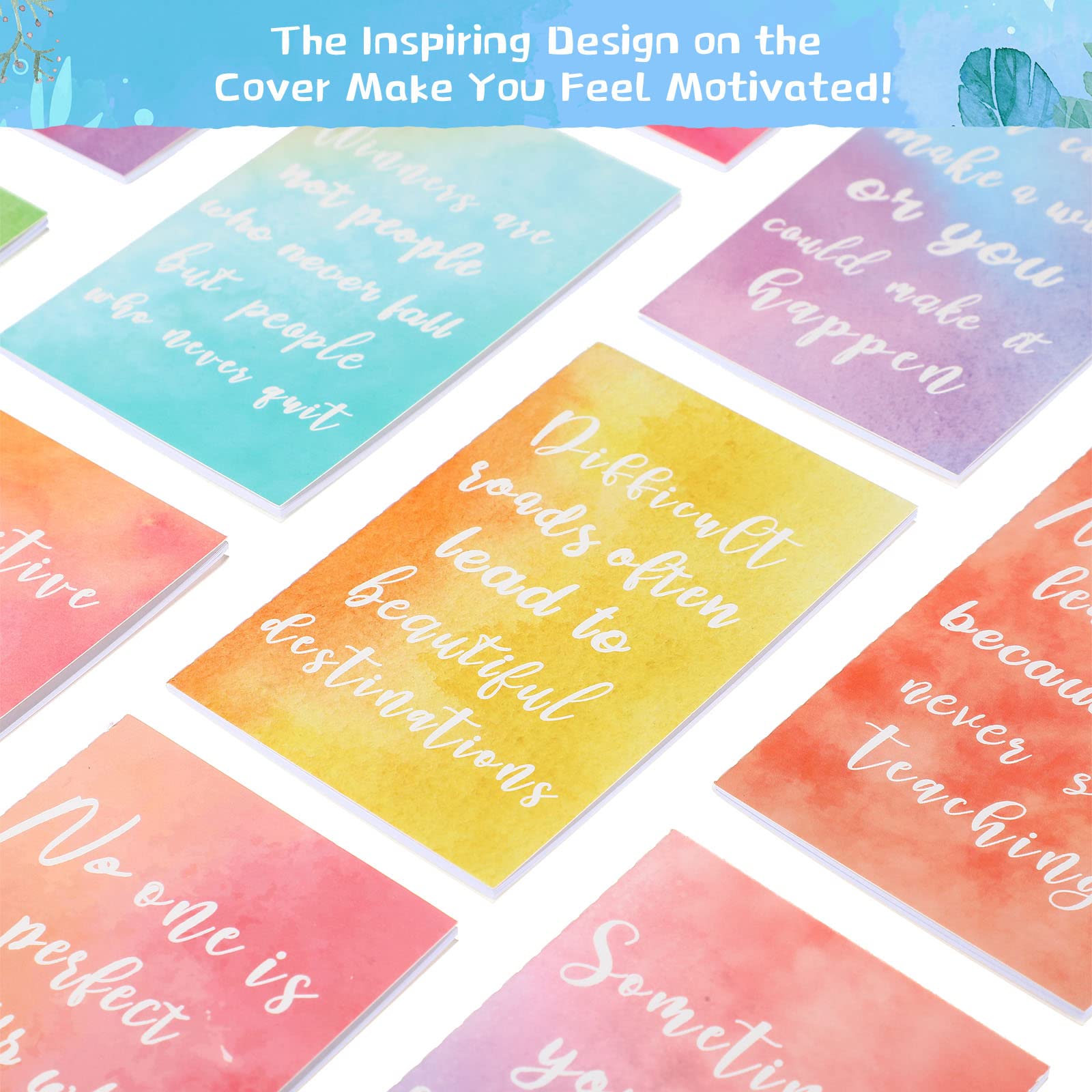 Outus 24-Pack Mini Motivational Notebooks - Inspirational Pocket Notepads for School, Office & Travel - 12 Stylish Designs (3.5