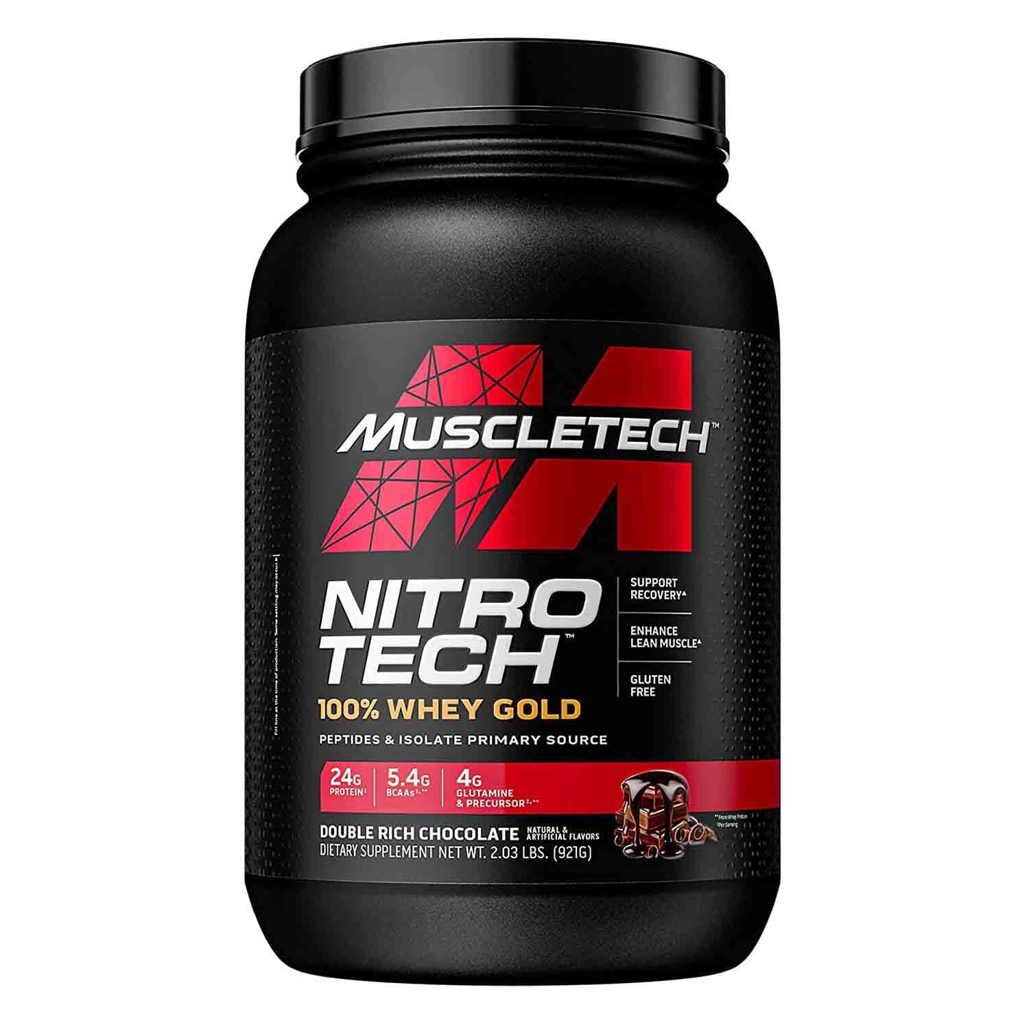 Nitro-Tech Whey Gold Protein Powder - Premium Whey Isolate for Muscle Growth & Recovery - Chocolate Flavor, 2lbs (28 Servings) - Ideal for Post-Workout Shakes, Smoothies & Fitness Nutrition