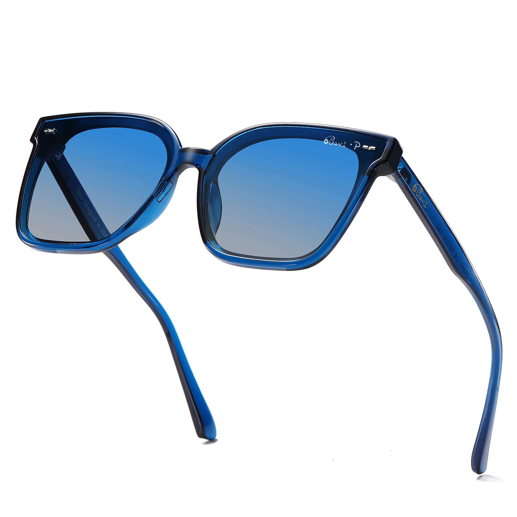 Bevi Square Polarized Sunglasses for Women & Men - UV 400 Protection Retro Vintage Style - Perfect for Driving, Beach & Outdoor Activities