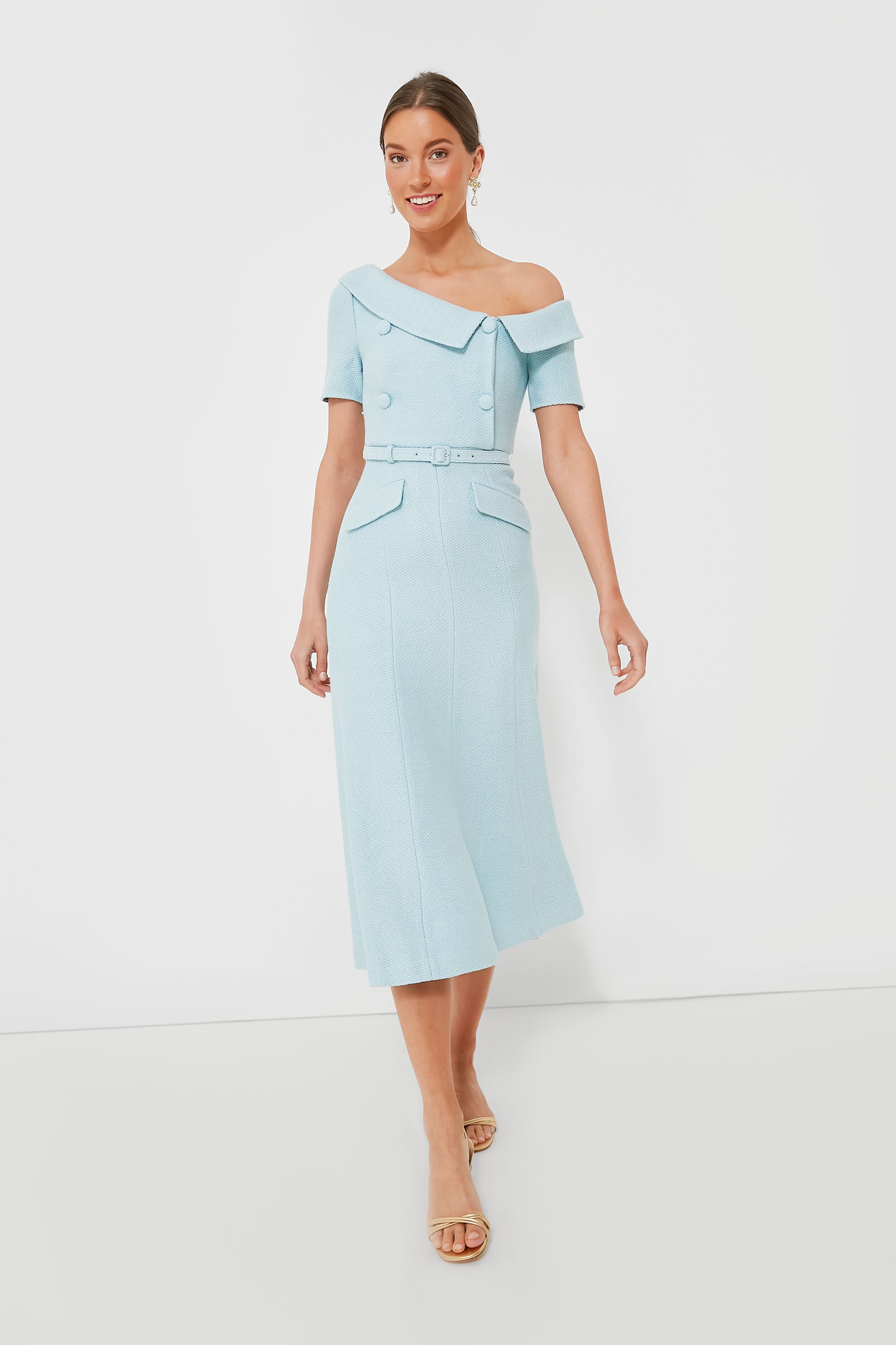 Blue Textured Woven Midi Dress for Women | Flowy Summer Casual Dress | Perfect for Beach, Vacation & Date Night Outfits
