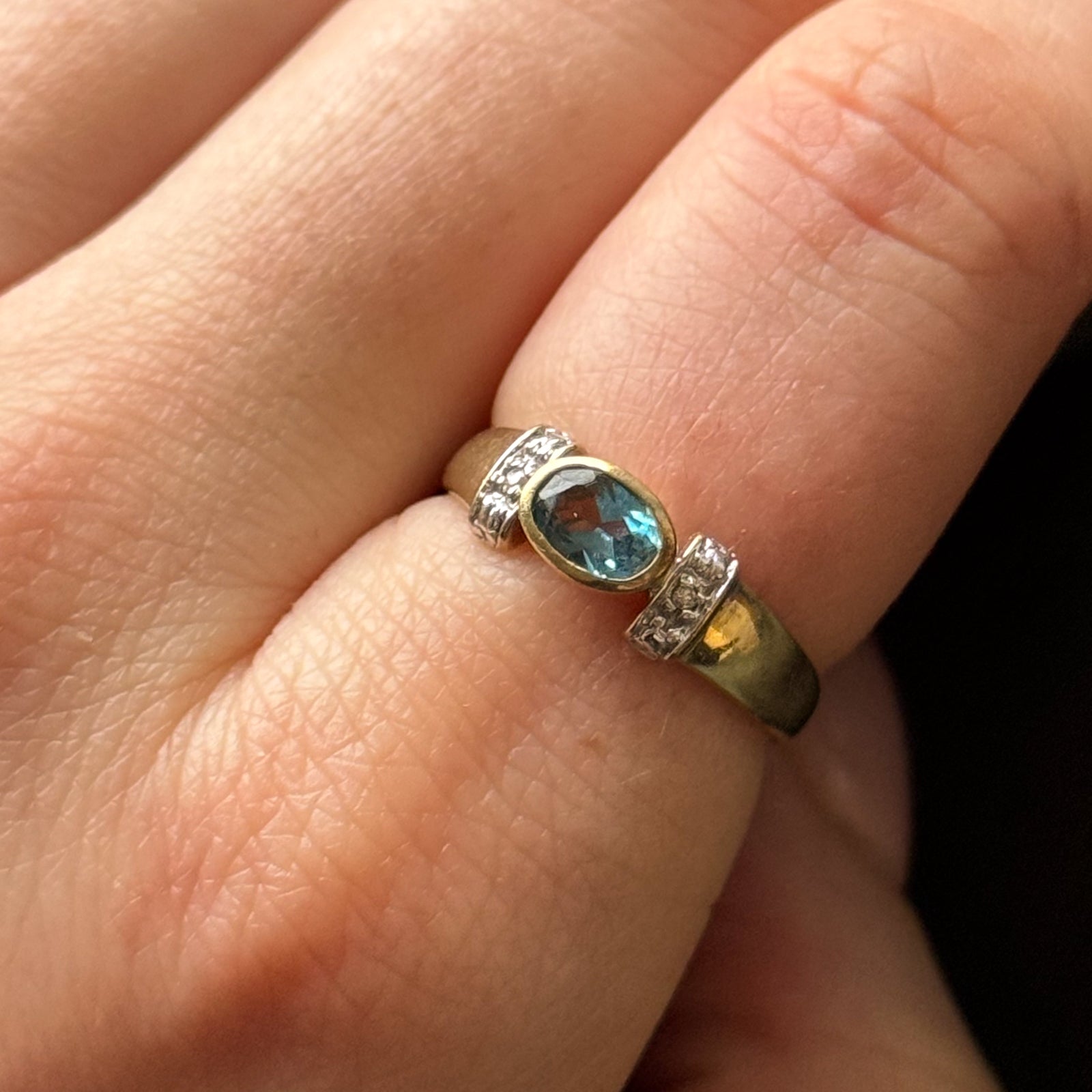 Blue Topaz and Diamond Ring - 0.50ct Bezel Set with 0.01ctw Diamonds - Size 6.75 - Elegant Jewelry for Engagement, Wedding, or Anniversary Gifts