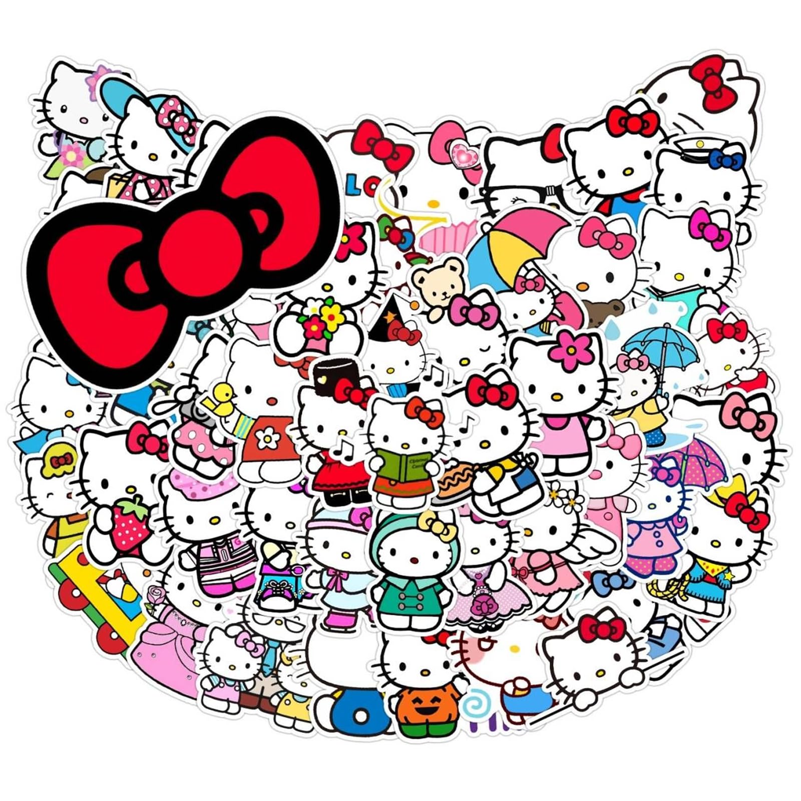 Hello Kitty Stickers 50Pcs - Cute Kawaii Vinyl Waterproof Stickers for Water Bottle, Laptop, Phone, Skateboard - Perfect for Kids, Girls, Teens - Great for School, Party, DIY Crafts & Decoration