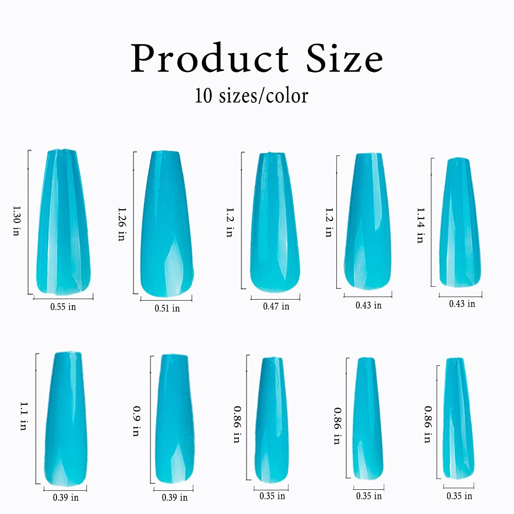 Vibrant Long Coffin Press On Nails - 100Pcs Ballerina Fake Nails with Full Cover Tips for DIY Nail Art & Salon Use | Perfect for Parties, Weddings & Special Occasions