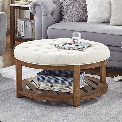Ivory Round Ottoman