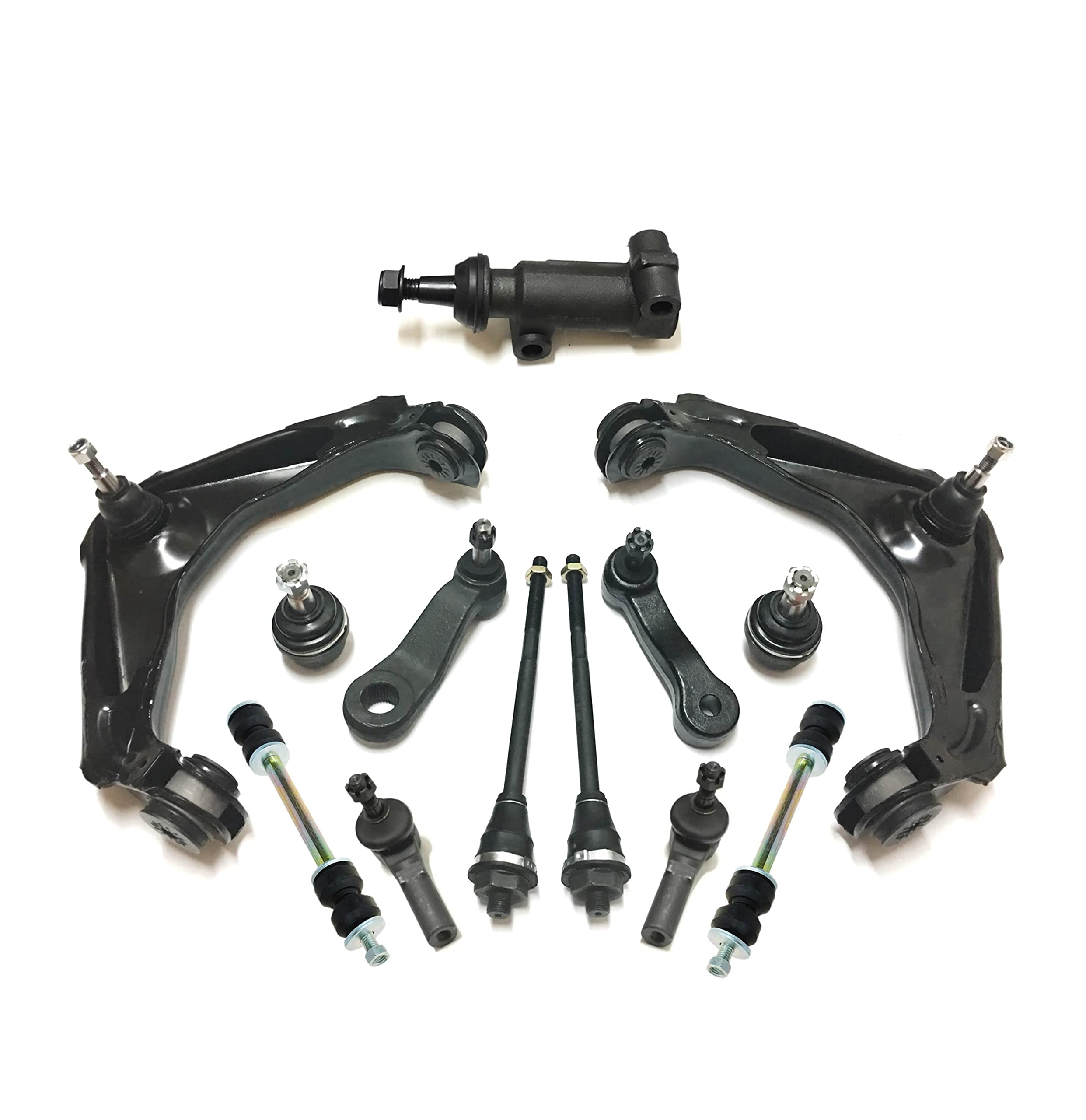 13 Pc Complete Suspension Kit - Upper Control Arm, Tie Rod Ends, Sway Bar Links, 3 Groove Pitman Arm - Compatible with Chevrolet Avalanche, Silverado, GMC Sierra - Perfect for Off-Roading, Towing & Smooth Ride Replacement