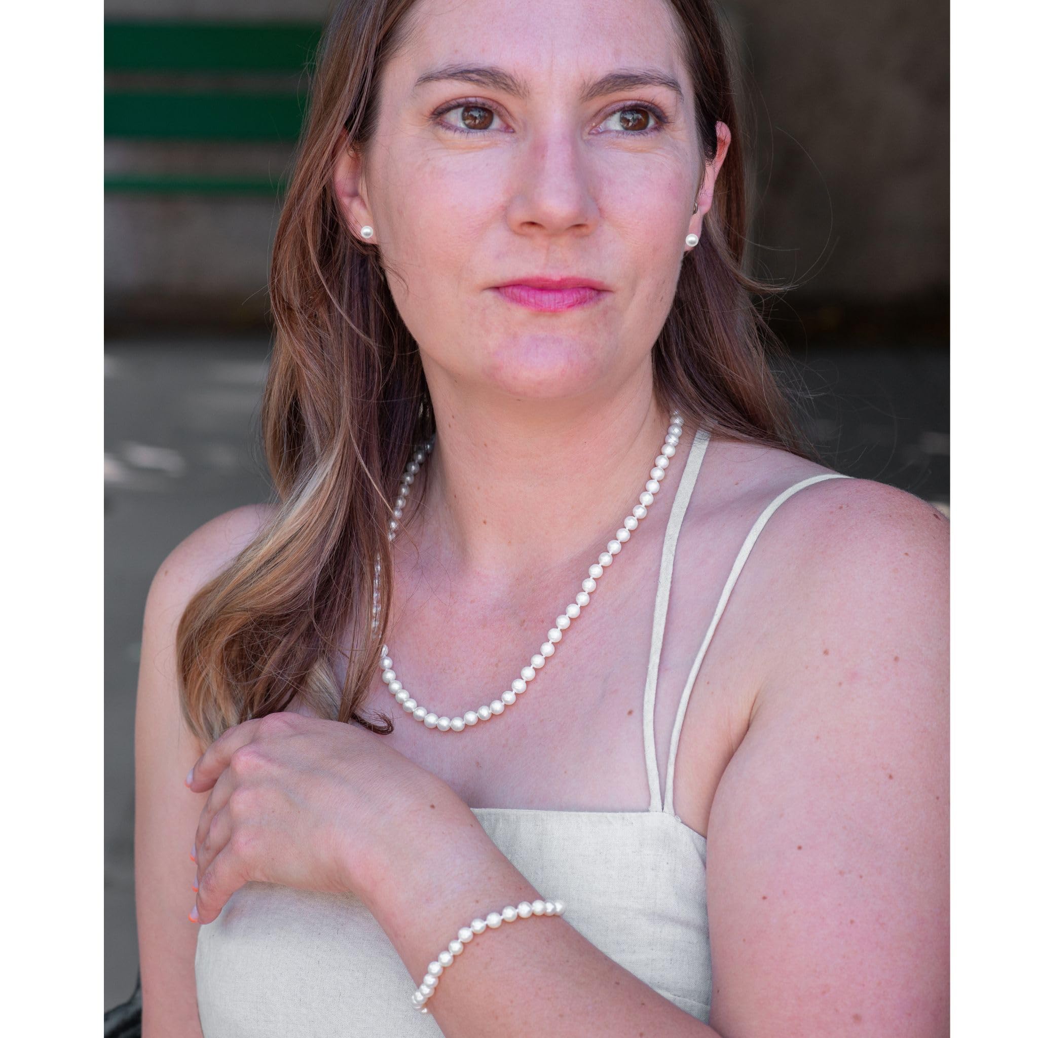 Freshwater Pearl Jewelry Set for Women - Necklace, Bracelet & Earrings - Wedding & Party