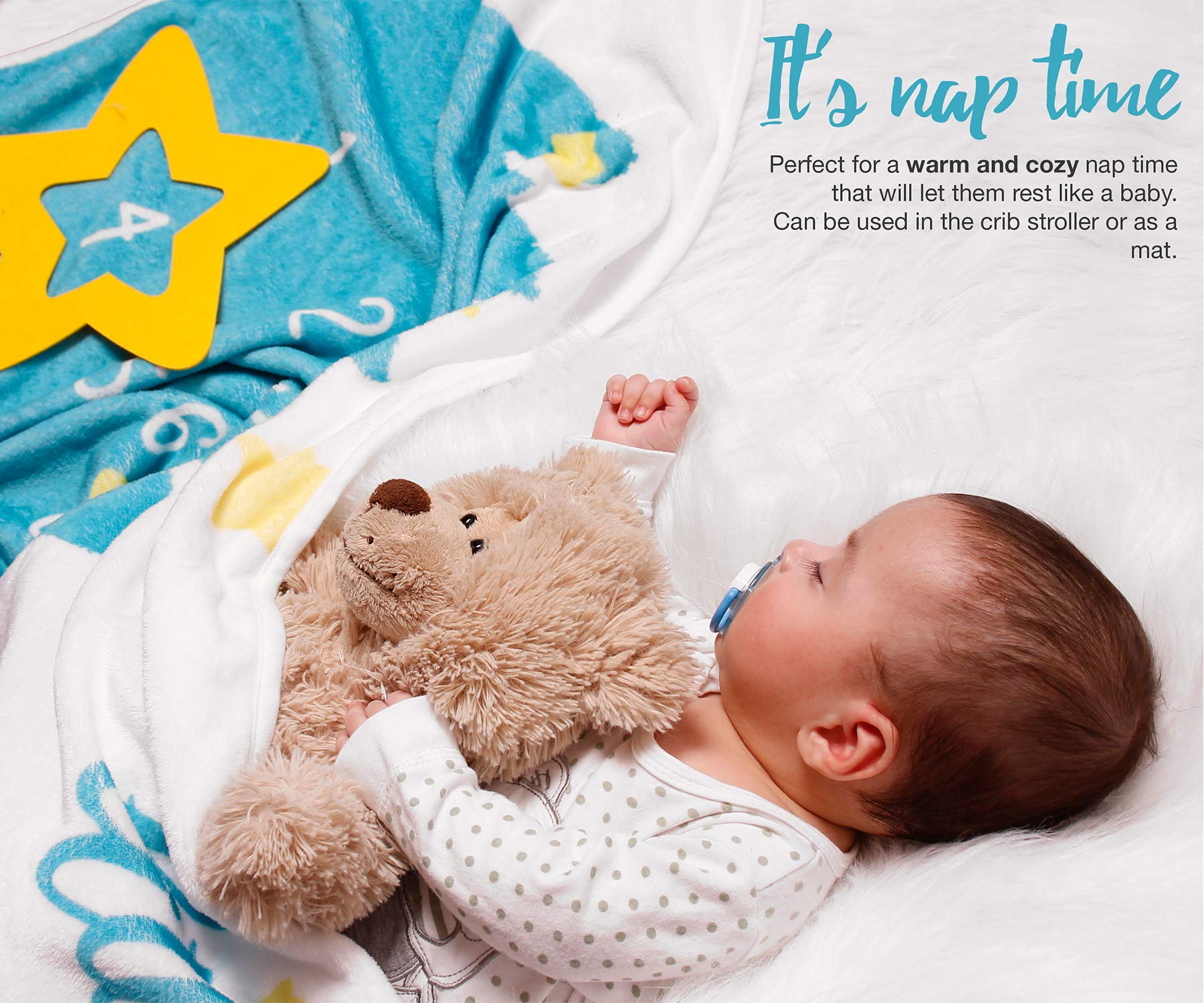 Happy & Sweet Baby Age Blanket - Soft Star Design Milestone Blanket for Newborn Boys & Girls | Perfect for Monthly Photo Shoots, Nursery Decor & First Birthday Gifts