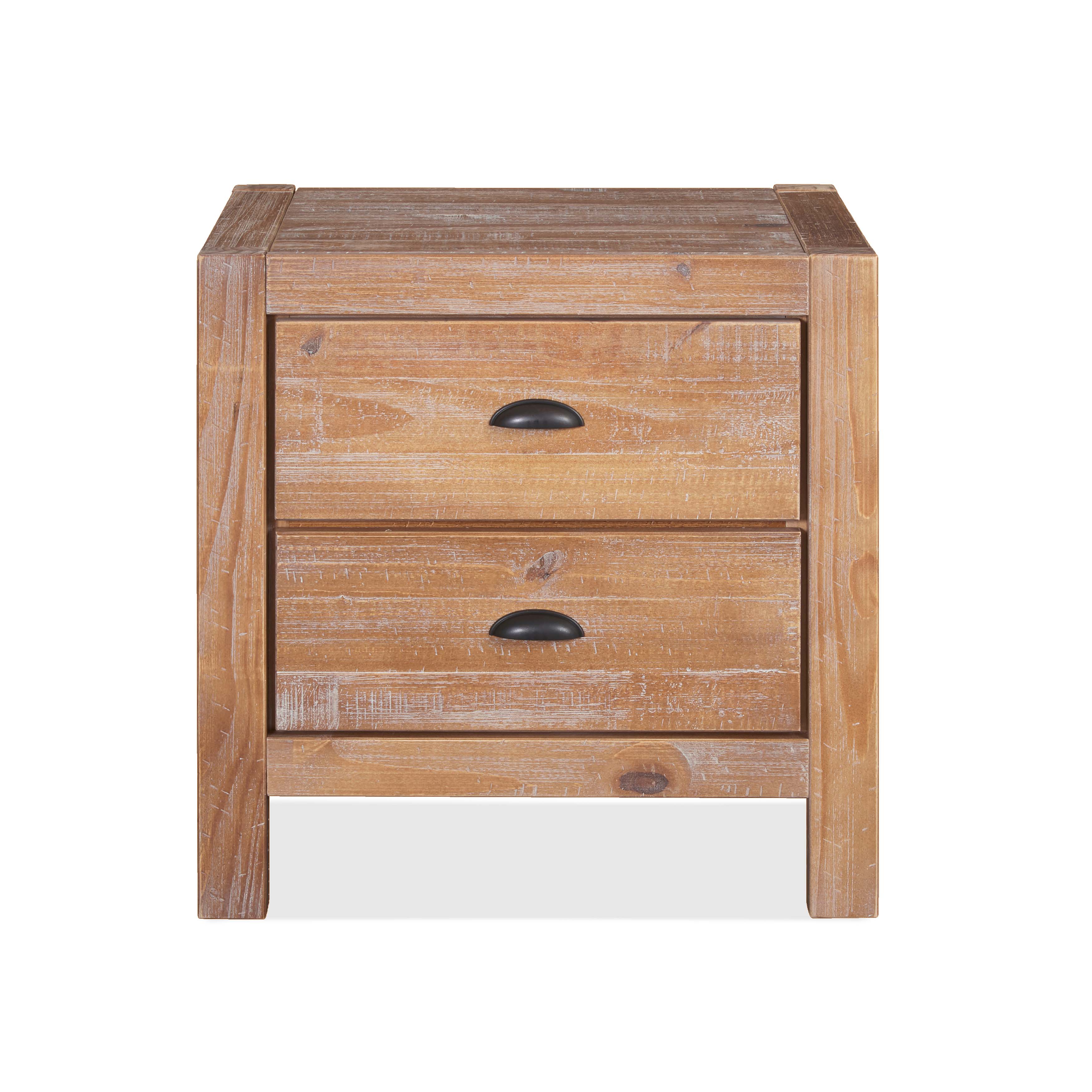 Montauk Two Drawer Nightstand - Solid Wood Bedside Table with Storage, Modern Bedroom Furniture for Small Spaces - Perfect for Apartments, Dorms & Guest Rooms