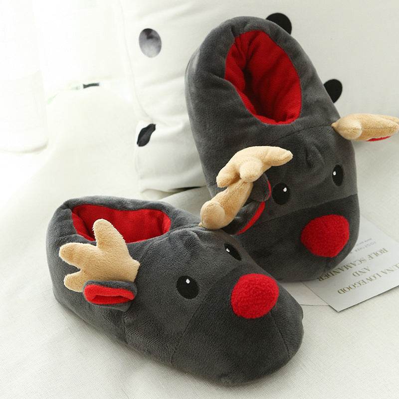 Rudolph with Red Nose Warm Fluffy Slippers for Women & Men - Cozy Christmas House Shoes for Holiday Comfort & Gifts