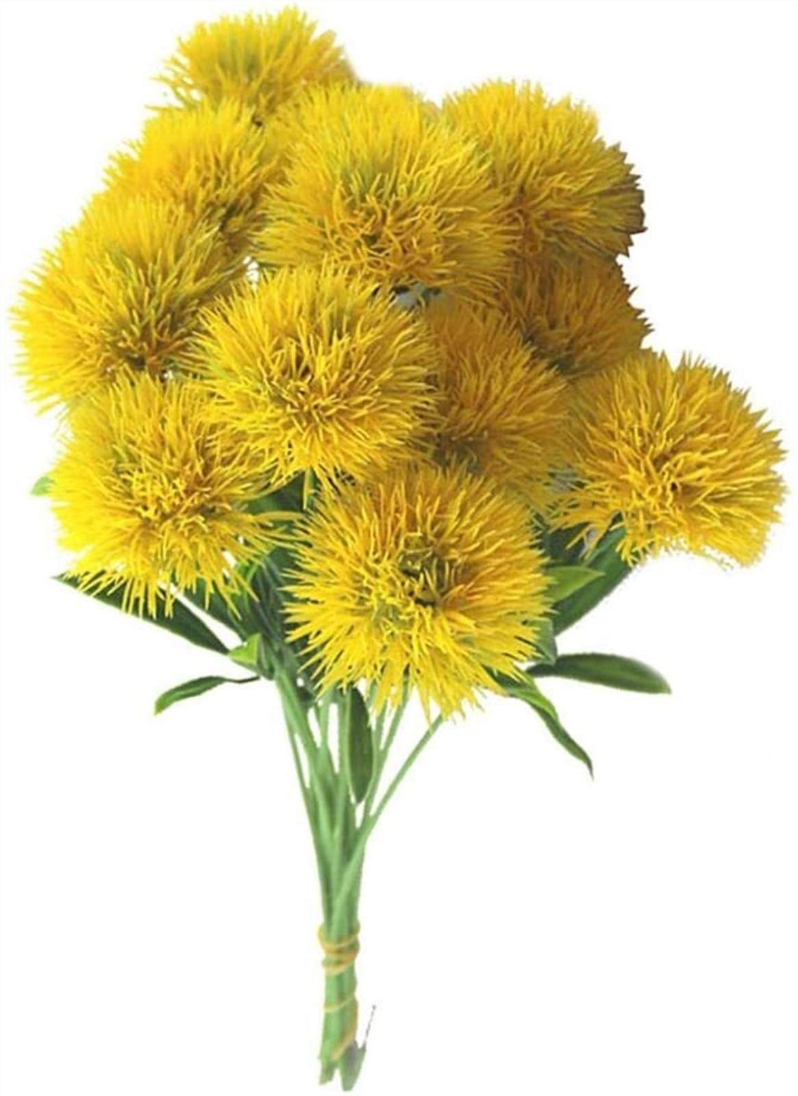 10Pcs Artificial Dandelion Flowers - Fake Yellow Plastic Plants for Home Decor, Gardening, Living Room, Office - Realistic Simulation Flowers for DIY Arrangements & Wedding Centerpieces