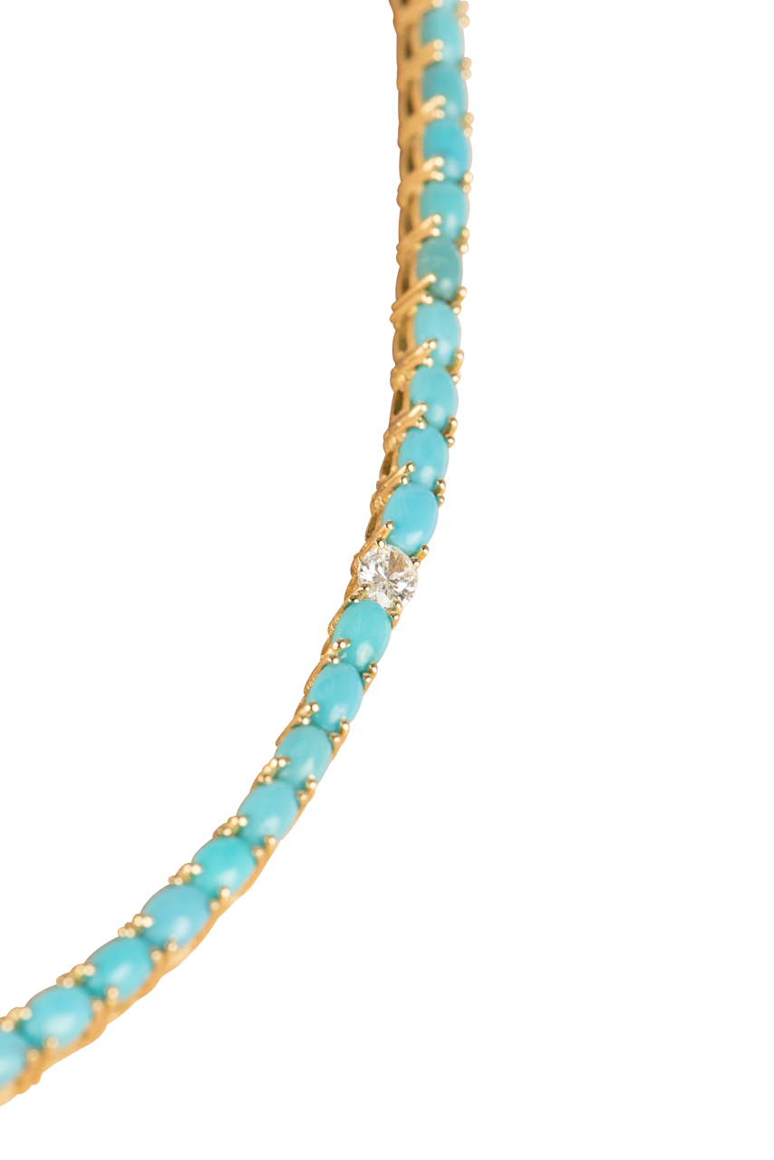 Sleeping Beauty Turquoise & Diamond Necklace - Elegant Handmade Jewelry for Women | Perfect Gift for Birthday, Anniversary & Special Occasions