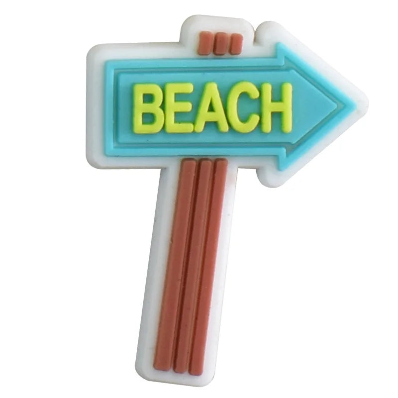 1Pcs PVC Summer Beach Ice Cream Cactus Shoe Charms for Crocs - Cute Shoe Accessories & DIY Decorations - Fits Crocs Shoes & Wristbands - Perfect for Beach Parties, Pool Days & Summer Fashion