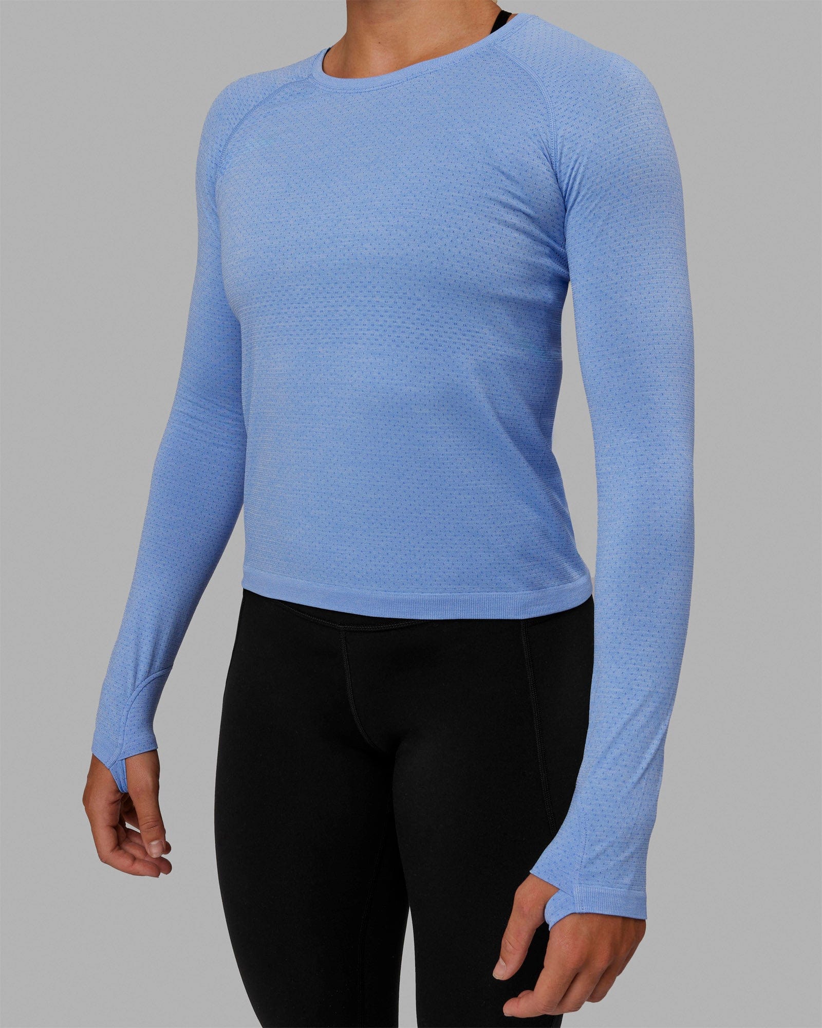 AeroFLX+ Seamless Long Sleeve T-Shirt for Women - Cornflower Blue Marl - Comfortable Workout & Yoga Top for Gym, Running & Casual Wear