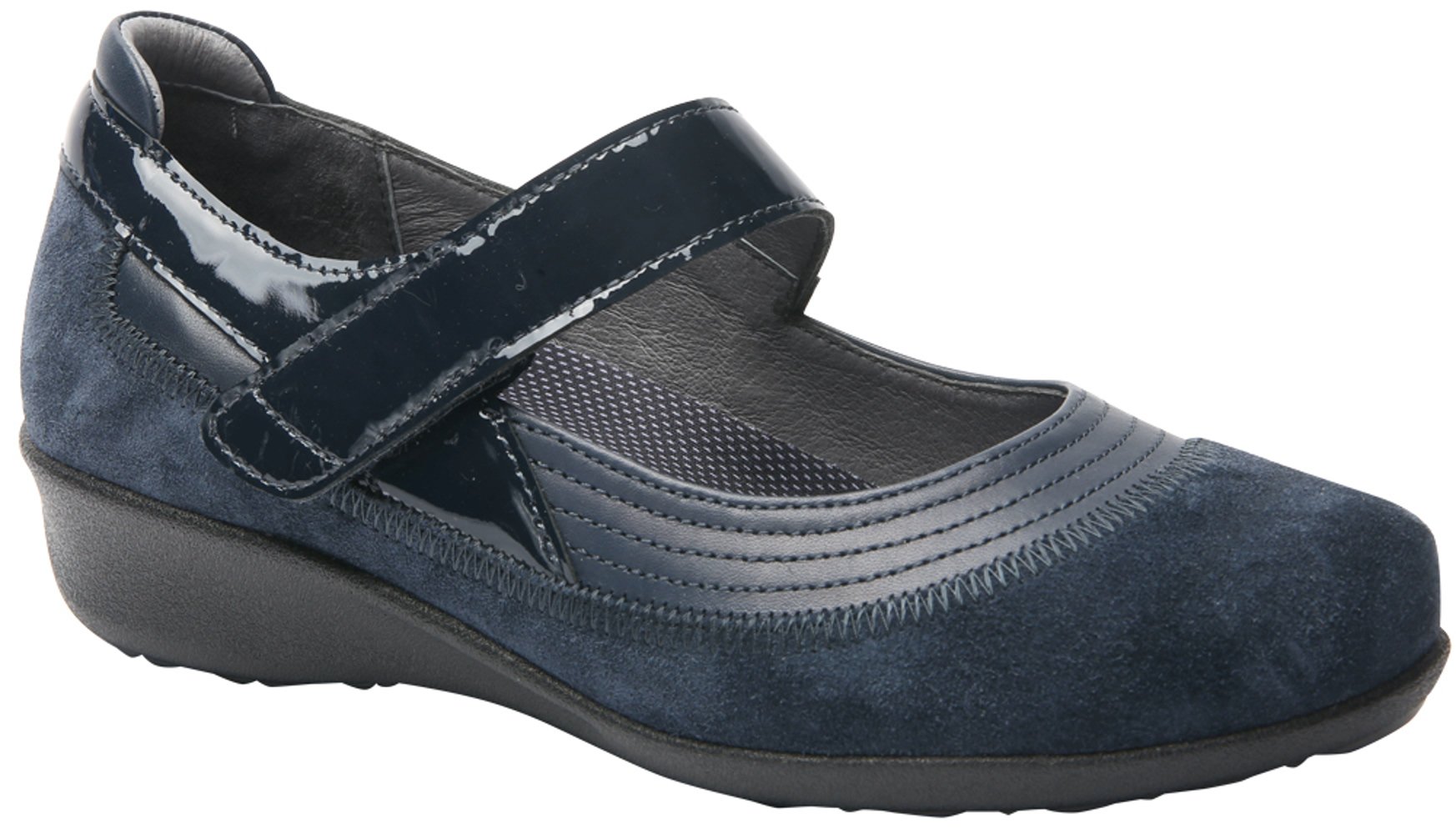 Drew Shoe Genoa 14316 Women's Comfortable Casual Shoes - Navy/Combo | Velcro Strap | Wide Width (D) 10 | Perfect for Walking, Travel & Everyday Wear