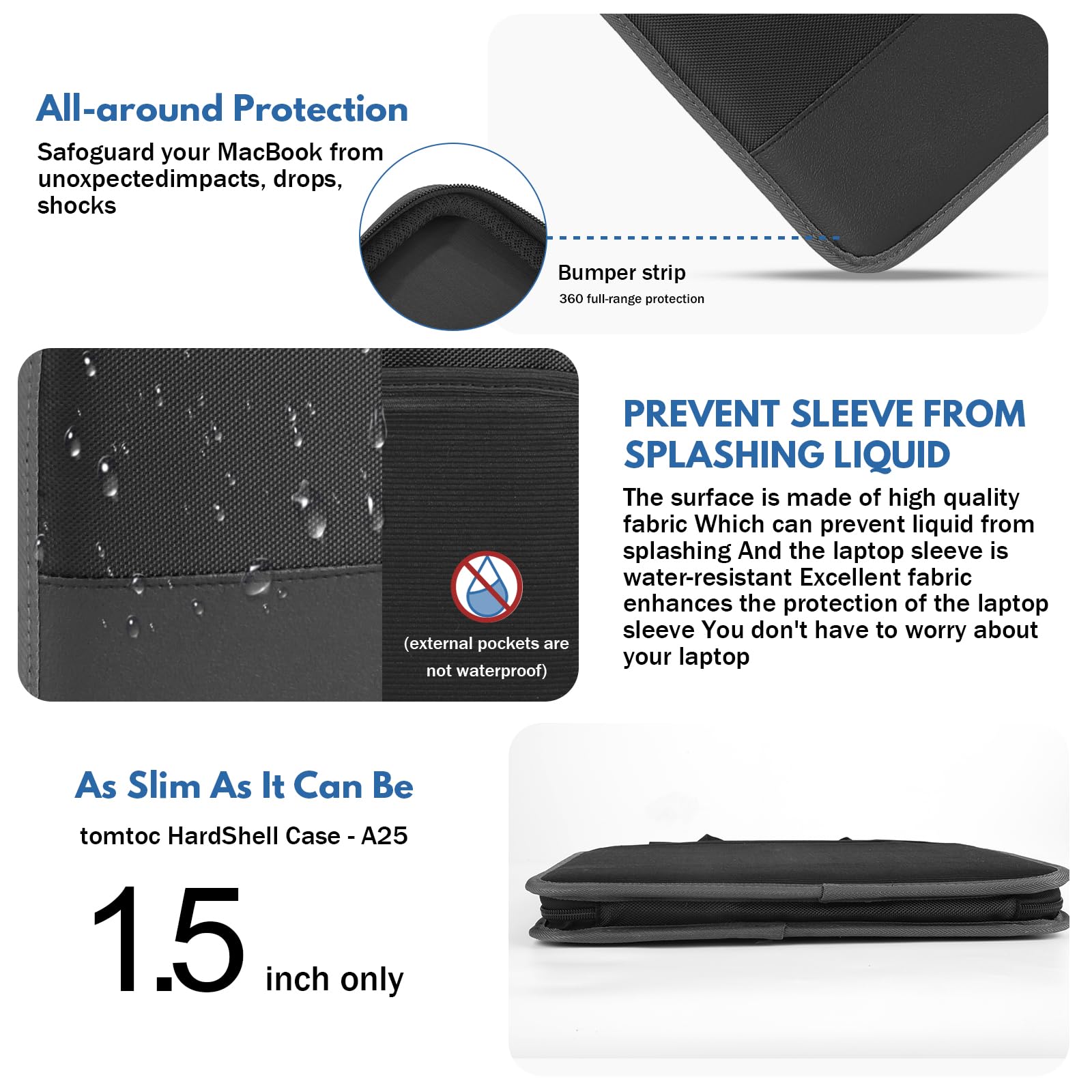 Shockproof 13-14 Inch Laptop Sleeve Case for MacBook Air/Pro, HP, Dell, Lenovo & Chromebook - Lightweight Protective Shoulder Bag (Black) | Perfect for Travel, Work & School