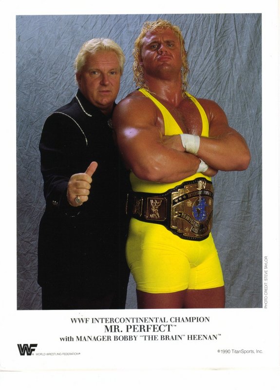 1990 WWF IC Champion Mr. Perfect Bobby Heenan Color Wrestling Action Figure - Collectible Vintage WWF Memorabilia for Wrestling Fans & Display Cases