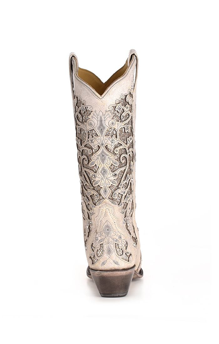A3322 Women's White Western Cowgirl Wedding Leather Boots - Perfect for Country Weddings, Rodeos & Western Fashion