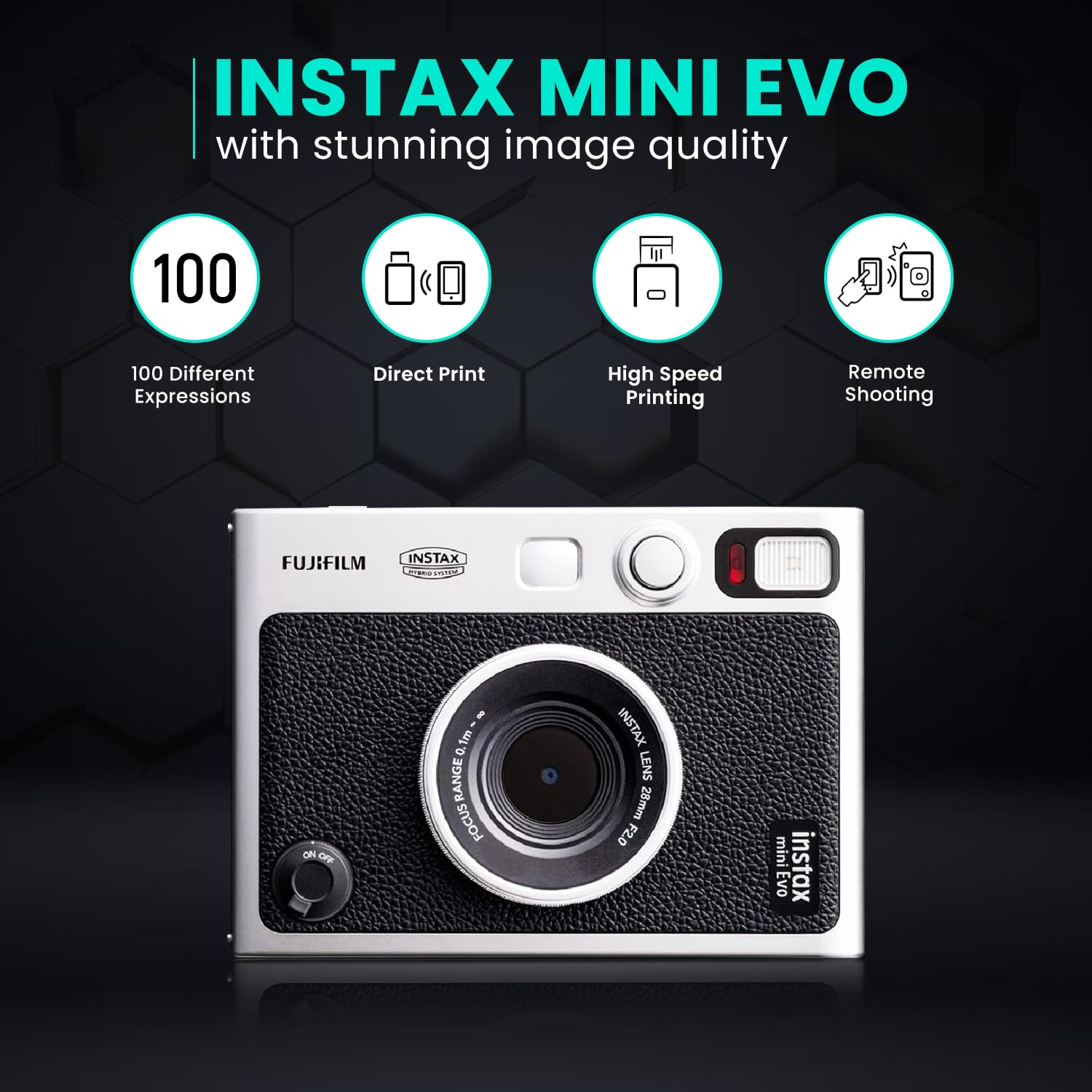 Fujifilm Instax Mini EVO Hybrid Instant Camera (Black) - Bundle with 60 Film Sheets, 32GB SD Card, Case, Tripod & Accessories - Perfect for Travel, Parties & Capturing Memories