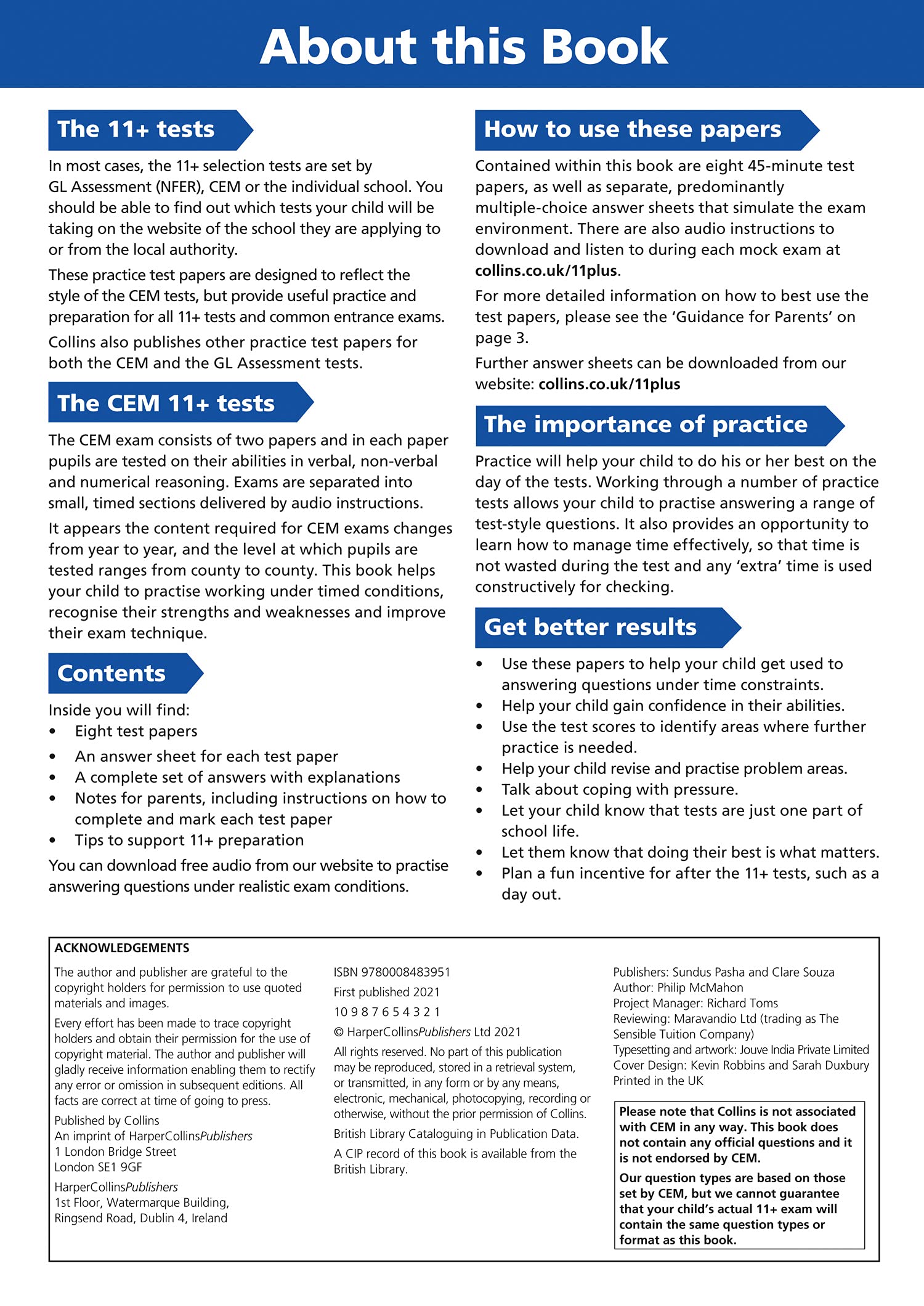 Collins 11+ Verbal Reasoning, Non-Verbal Reasoning & Maths Practice Papers Book 2 - 4 Full Test Sets for CEM 2021 Exams | 11 Plus Exam Prep for Grammar & Selective Schools | Ideal for Home Study & Tutoring Sessions