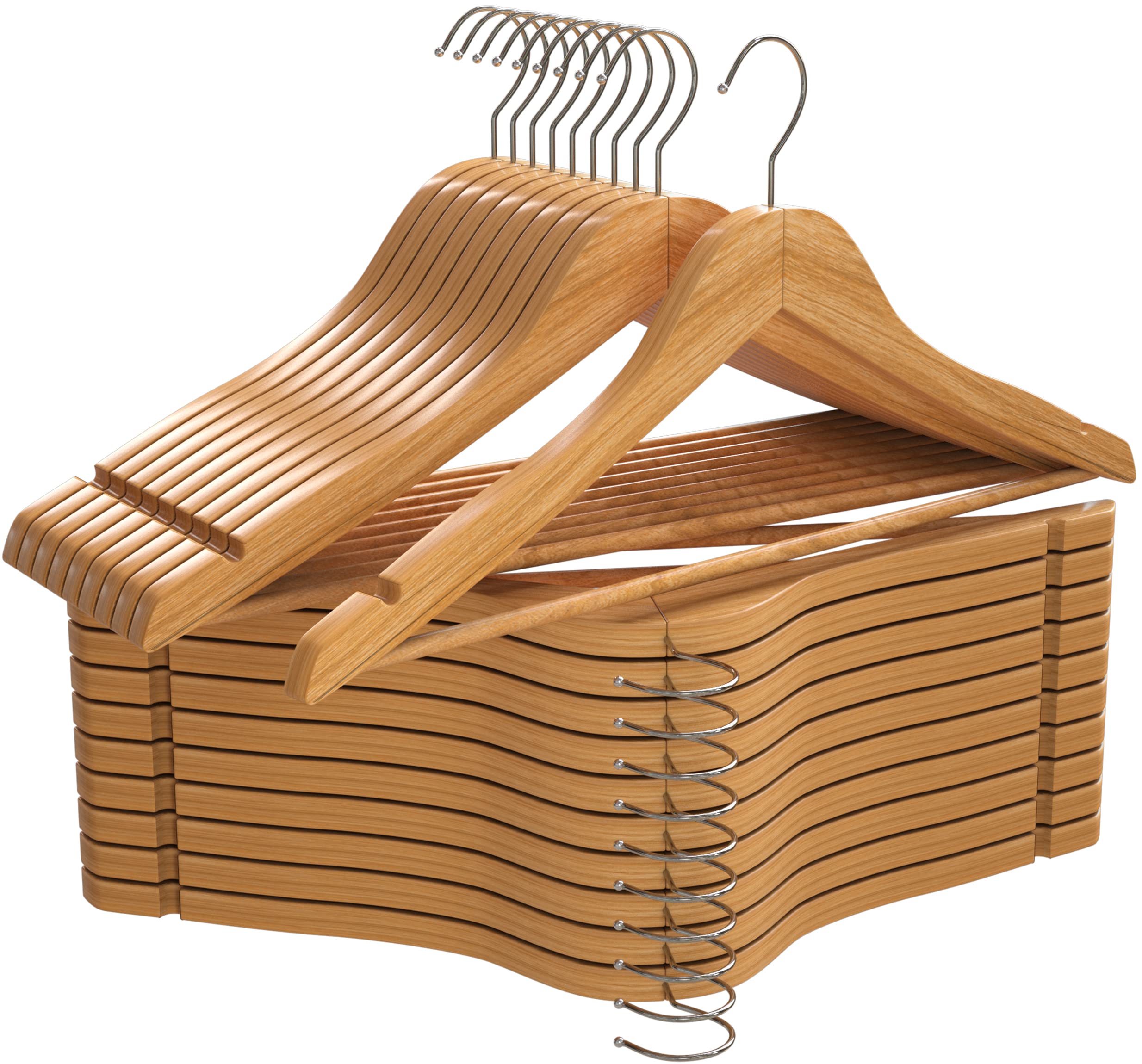 Utopia Home Premium Wooden Hangers 20 Pack - Durable Slim Coat & Suit Hangers with 360° Rotatable Hook & Shoulder Grooves (Natural Wood Color) - Perfect for Closet Organization, Wardrobe Storage & Garment Protection