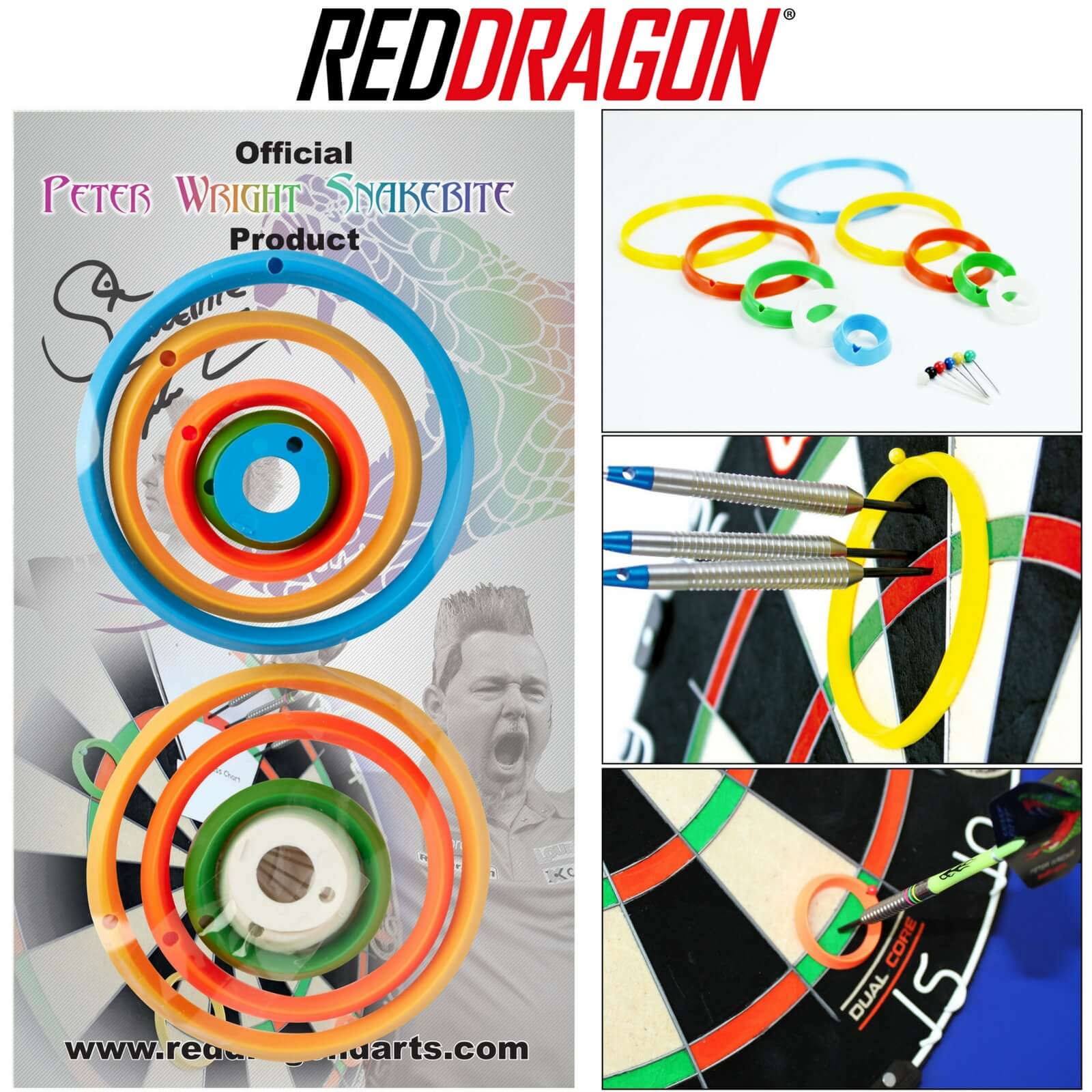 Red Dragon Peter Snakebite Wright Professional Darts Practice Rings - Perfect for Training, Home & Pub Games