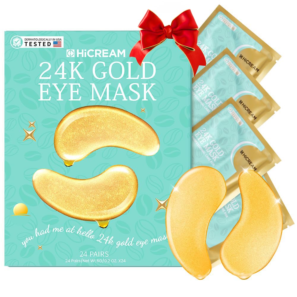 24 Pairs Gold Under Eye Patches - Anti-Aging Dark Circle & Puffiness Treatment with Collagen & Hyaluronic Acid - Hydrating Gel Eye Masks for Wrinkles & Eye Bags - Perfect for Bridal Party Gifts & Self-Care Routine