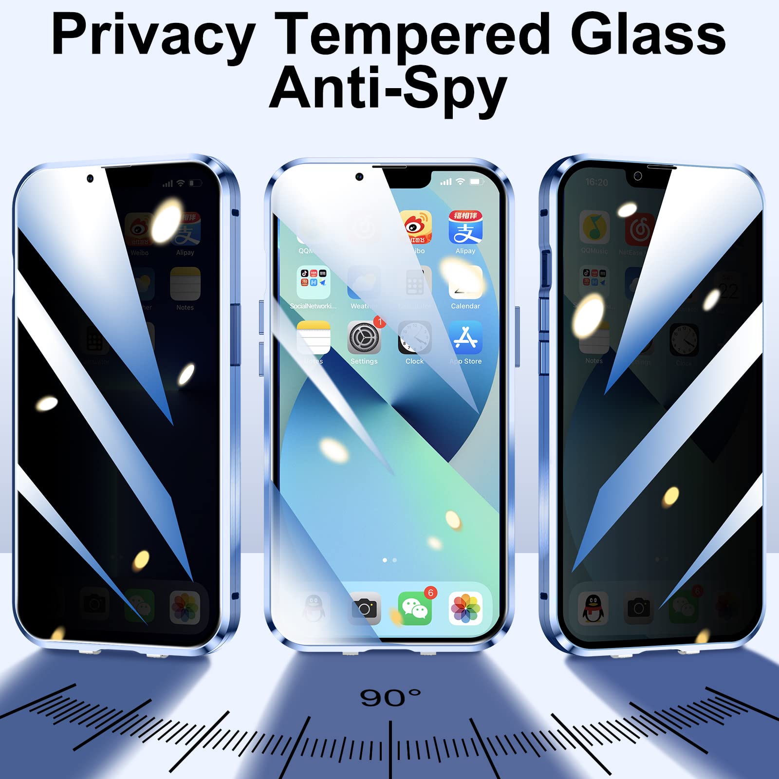 iPhone 13 Privacy Case with MagSafe - 360° Full Protection Magnetic Metal Bumper, Front Privacy Screen & Matte PC Back Cover for iPhone 13 6.1