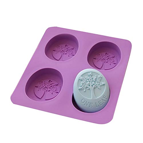 WYD 4-Hole Ellipse Tree Soap Mold - Handmade Happiness Tree Soap & Cake Jelly Molds for DIY Crafts, Wedding Favors, and Holiday Decorations