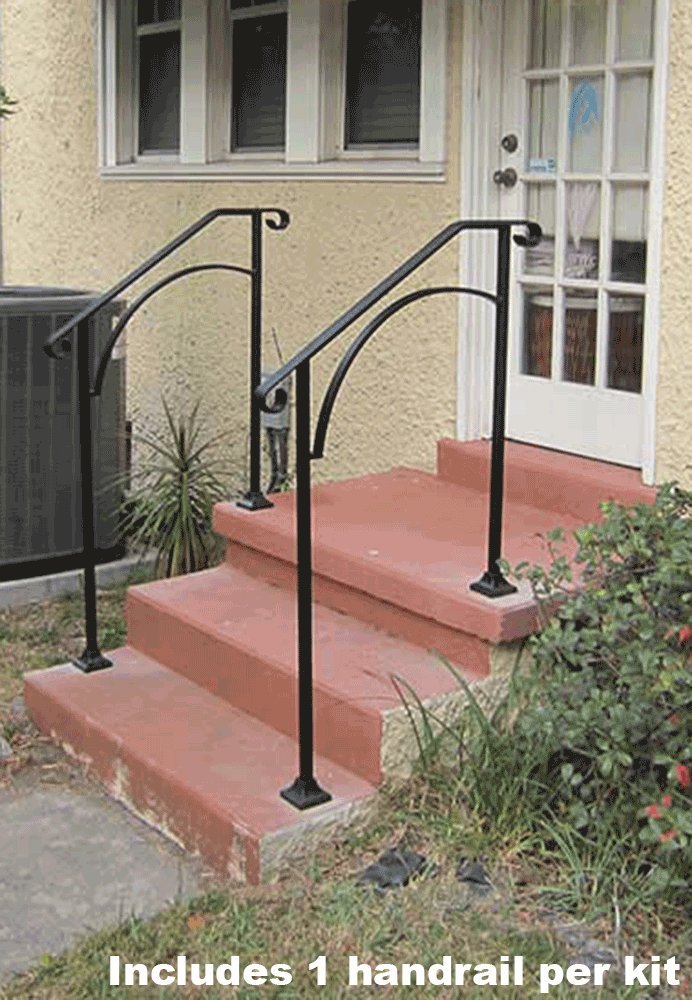 Iron X Handrail Arch #2 (No Fasteners) - Heavy Duty Steel Stair Railing Bracket for Indoor/Outdoor Use - Perfect for Staircases, Balconies, and Deck Railings