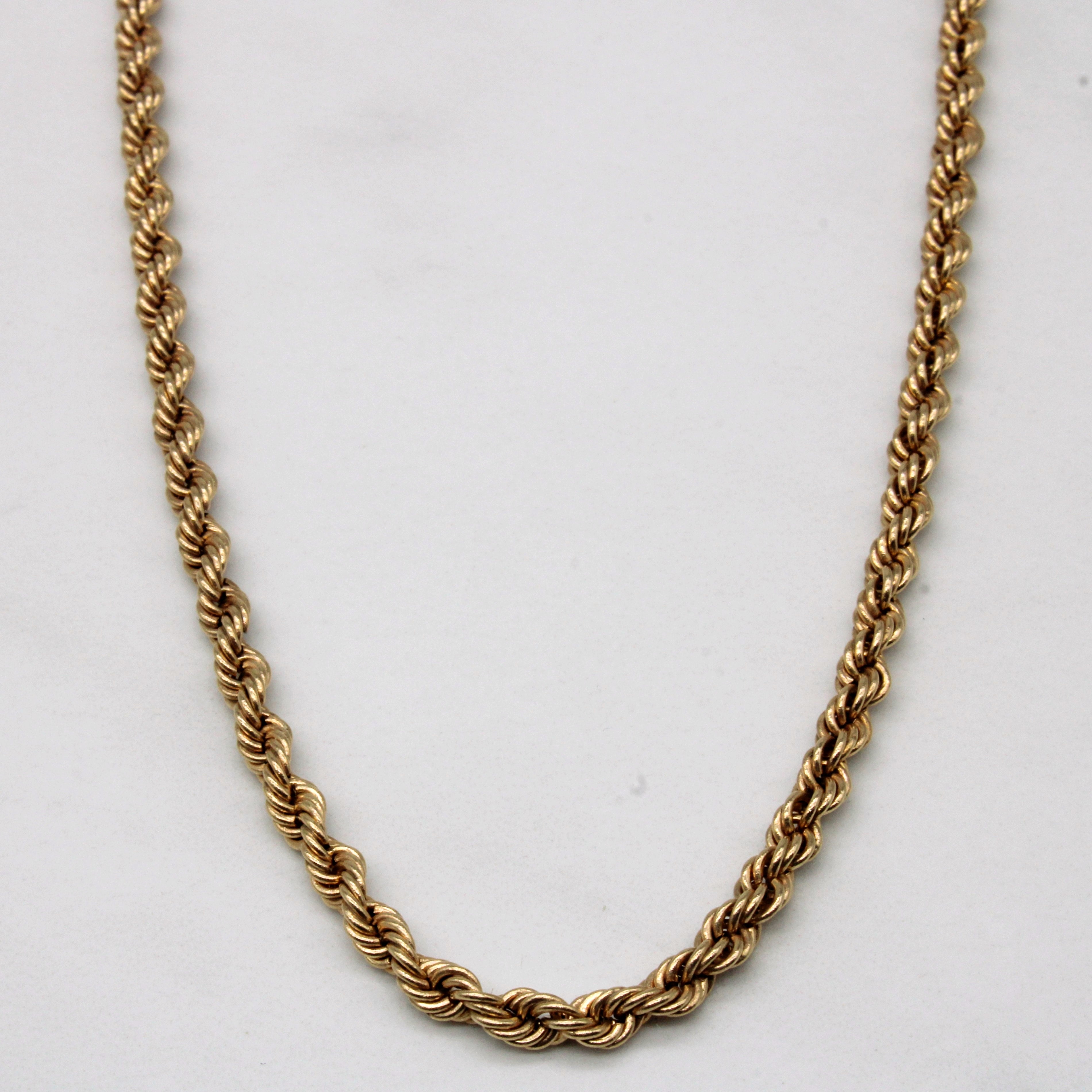 10K Yellow Gold Rope Chain Necklace for Women - 20 Inch Solid Gold Rope Chain - Durable & Elegant Jewelry for Everyday Wear, Gifts & Special Occasions