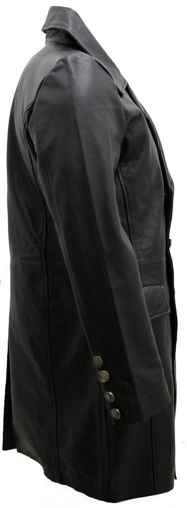 Premium German Naval Leather Coat for Men - Classic Long Black Military Style Jacket - Perfect for Outdoor Adventures, Motorcycle Riding & Winter Fashion
