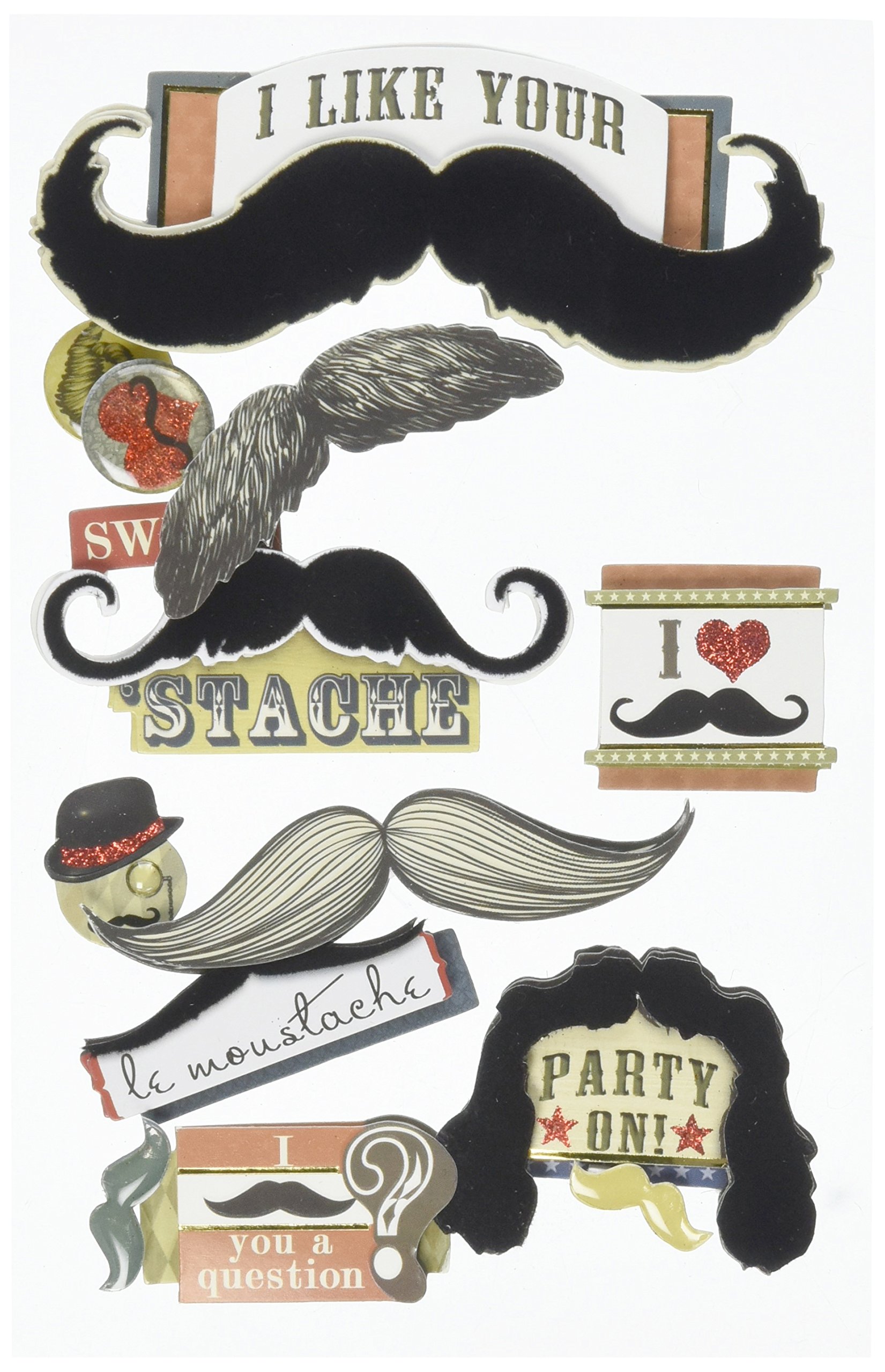 3D Mustache Stickers for Kids & Adults - Fun Paper House DIY Craft for Parties, Costumes & Photo Booths