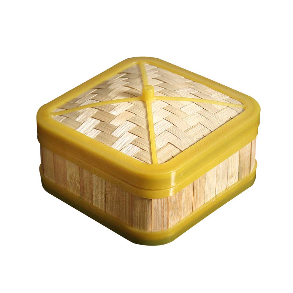 2-Piece Bamboo Steamer Basket Set with Lid - 16.5cm Square Steaming Rack for Dumplings, Buns, Veggies, Fish & Seafood - Perfect for Rice Cookers & Asian Cooking - Healthy Kitchen Cookware for Home Chefs