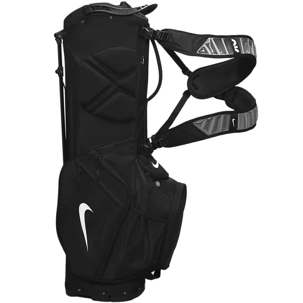 Nike Air Hybrid 2 Golf Bag - Lightweight Stand Bag with 5-Way Divider, Black & White | Perfect for Golf Tournaments & Practice Rounds | Water-Resistant & Durable Design